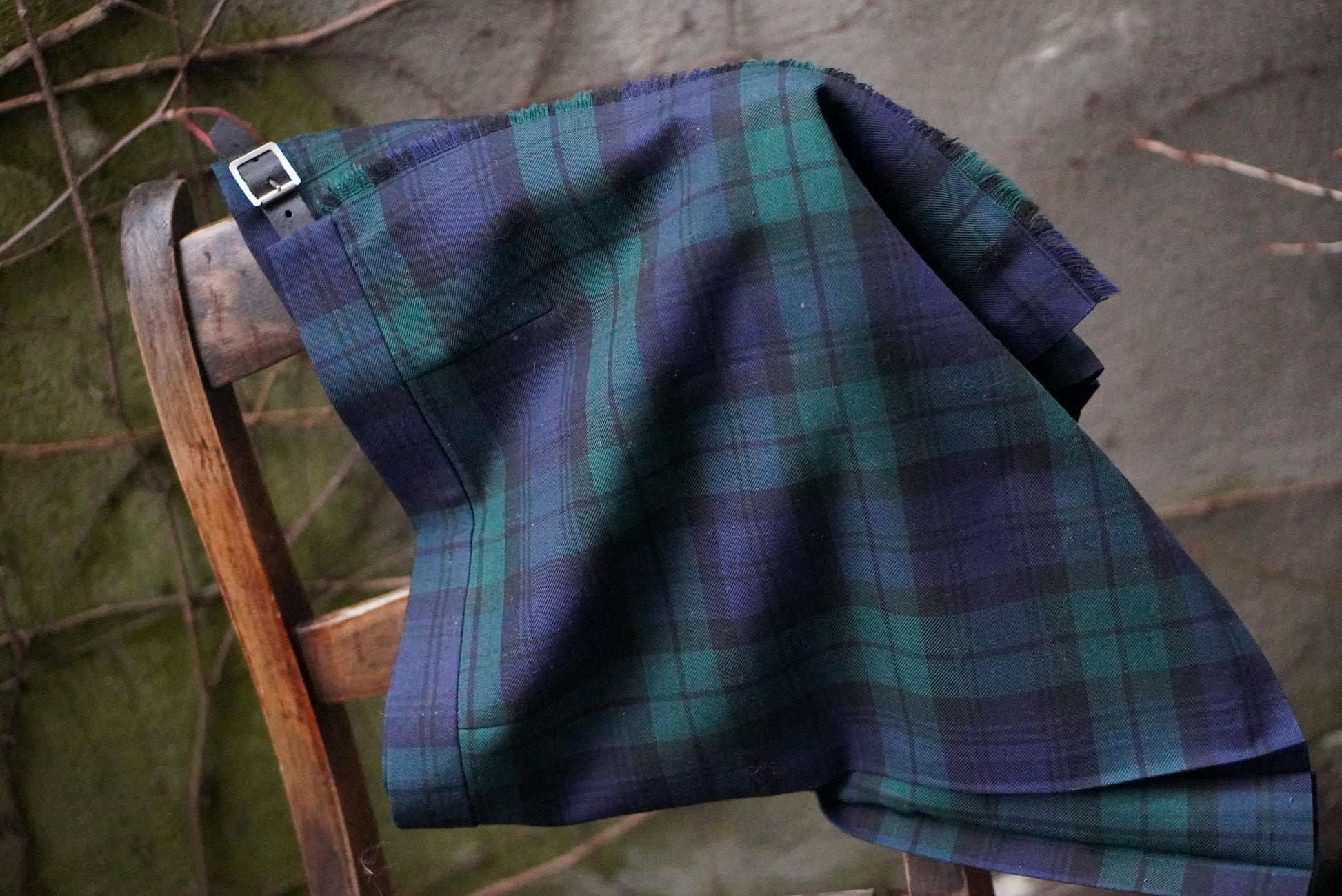 Vintage James Pringle Plaid Skirt | Scotland Wool Blend | Pleated Back Tartan