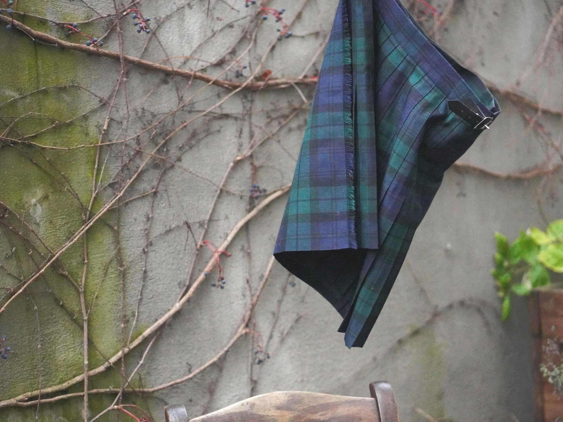 Vintage James Pringle Plaid Skirt | Scotland Wool Blend | Pleated Back Tartan