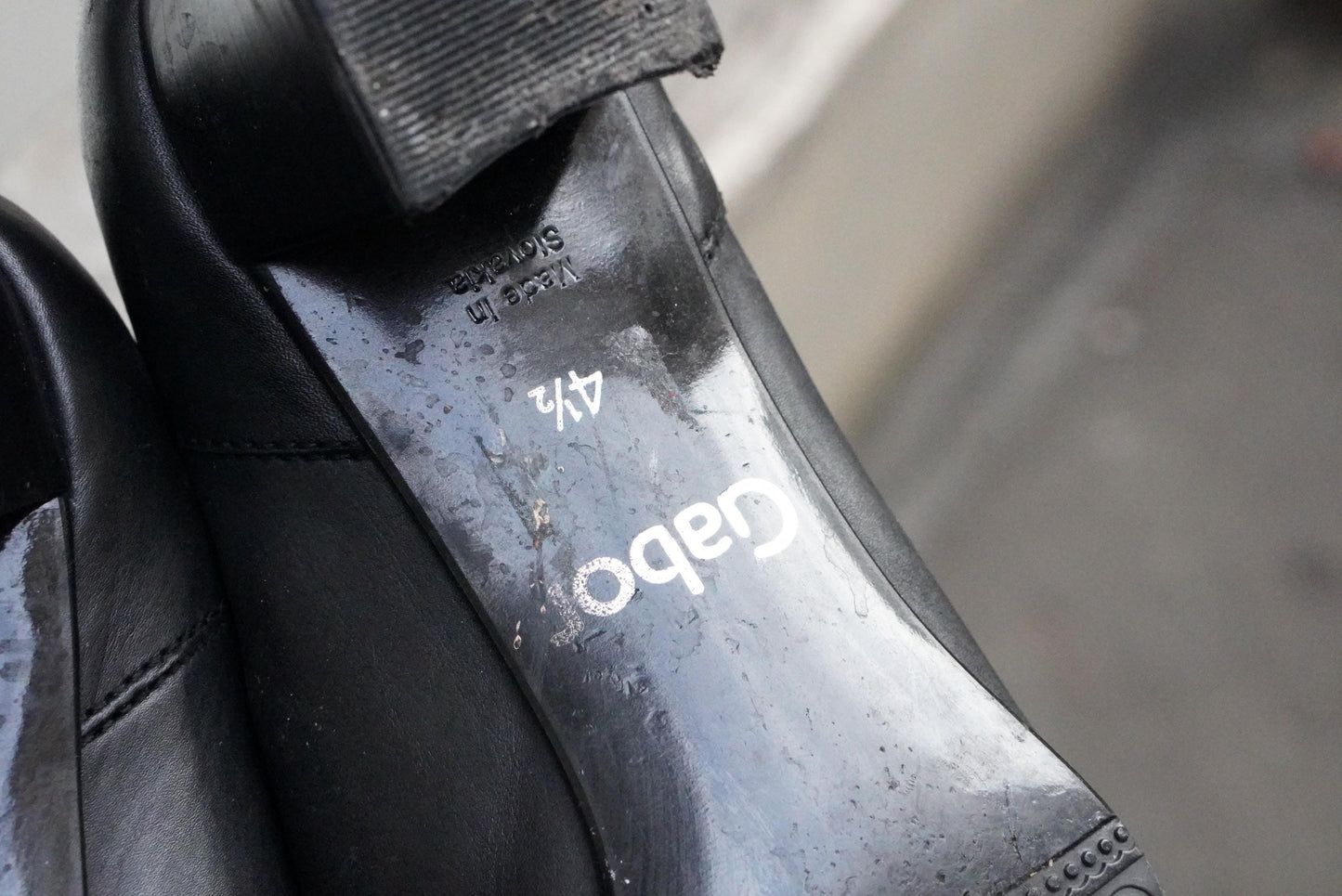 Vintage Gabor Black Leather Pumps Buckle Block Heel Classic Shoes 4.5