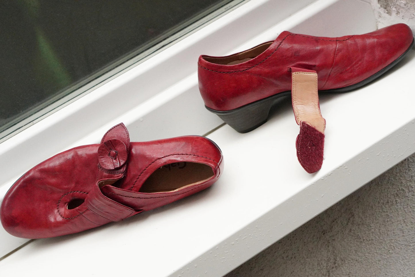 Vintage Gabor Red Leather Mary Janes| 80s Low Heel Comfy Shoes UK 5.5 EU 38.5