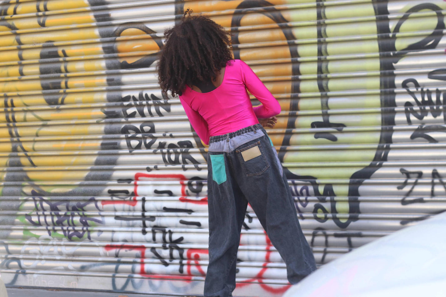 Vintage 90s Acid Wash Jeans | Upcycled Turquoise Patch Denim