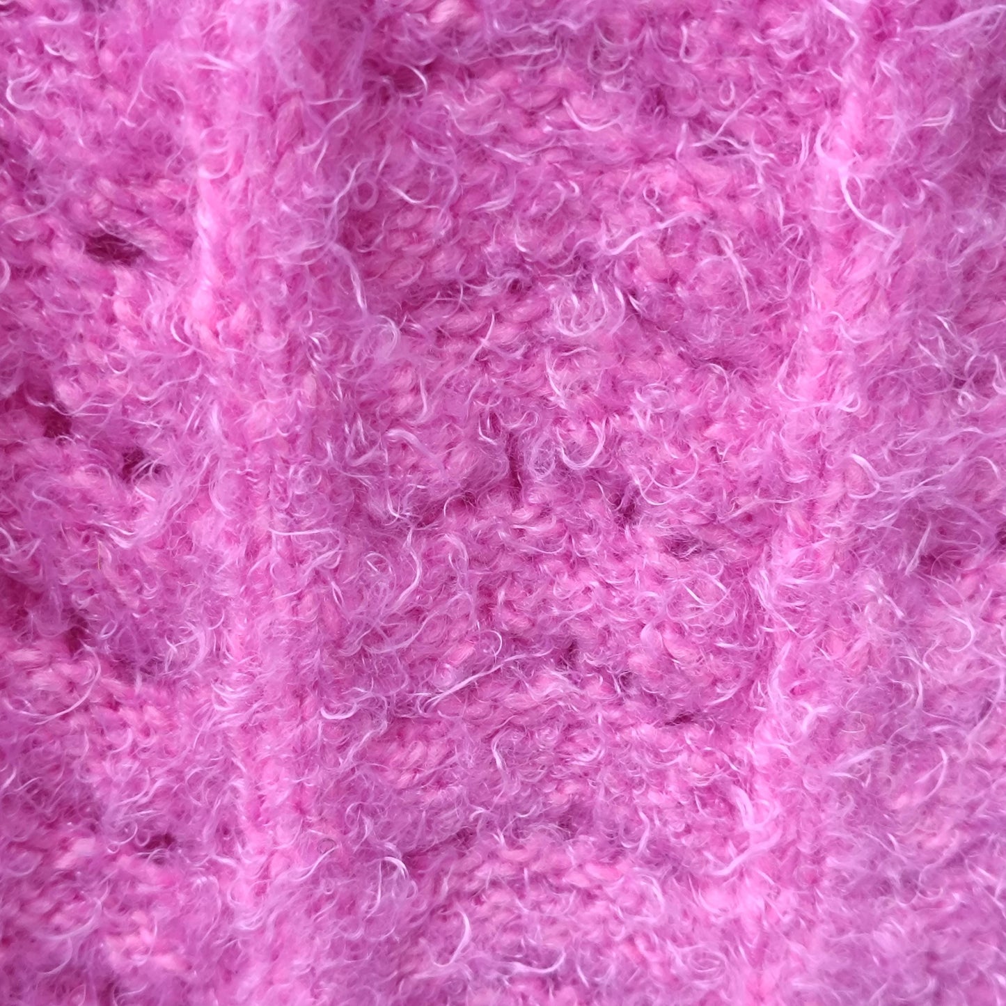 Vintage Fuzzy Pink Knit Vest Top 90s Y2K Hot Pink Loopy Sleeveless Sweater M
