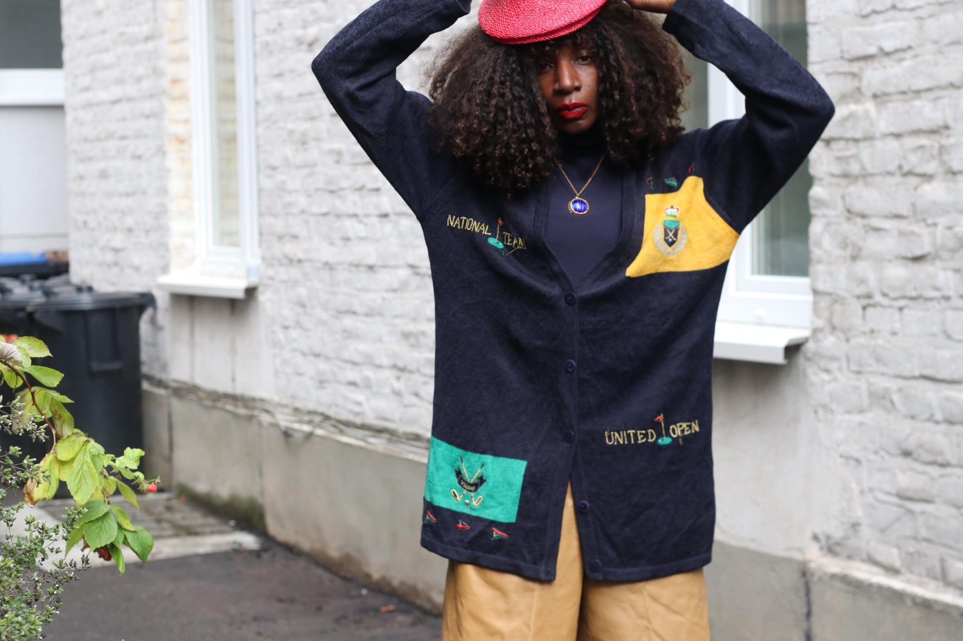 Vintage Golf Cardigan Navy Blue | Oversized Preppy Embroidered Varsity Knit Sweater