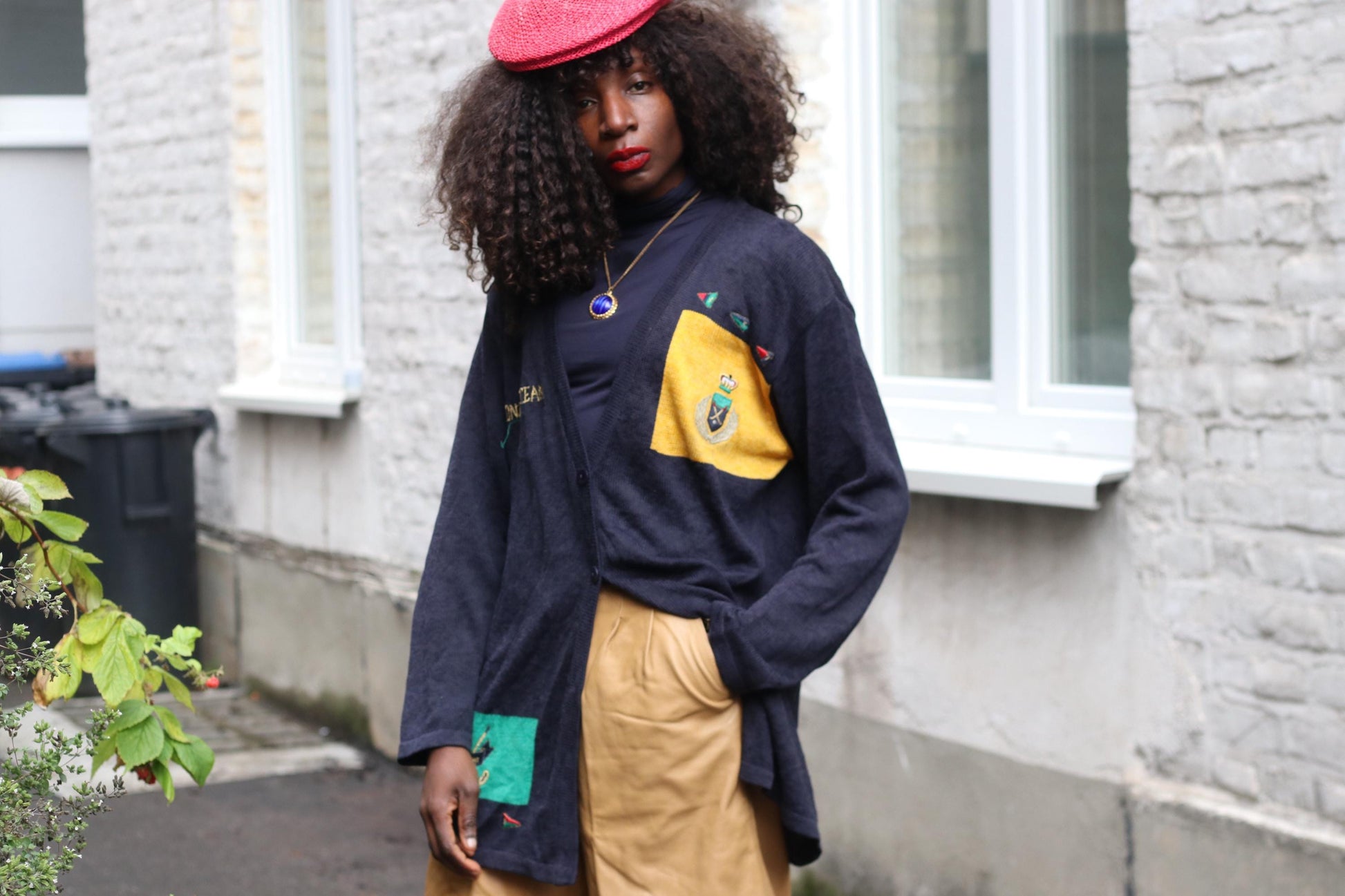 Vintage Golf Cardigan Navy Blue | Oversized Preppy Embroidered Varsity Knit Sweater