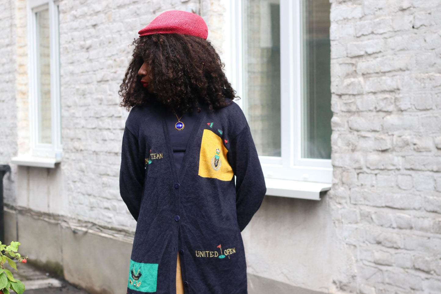 Vintage Golf Cardigan Navy Blue | Oversized Preppy Embroidered Varsity Knit Sweater