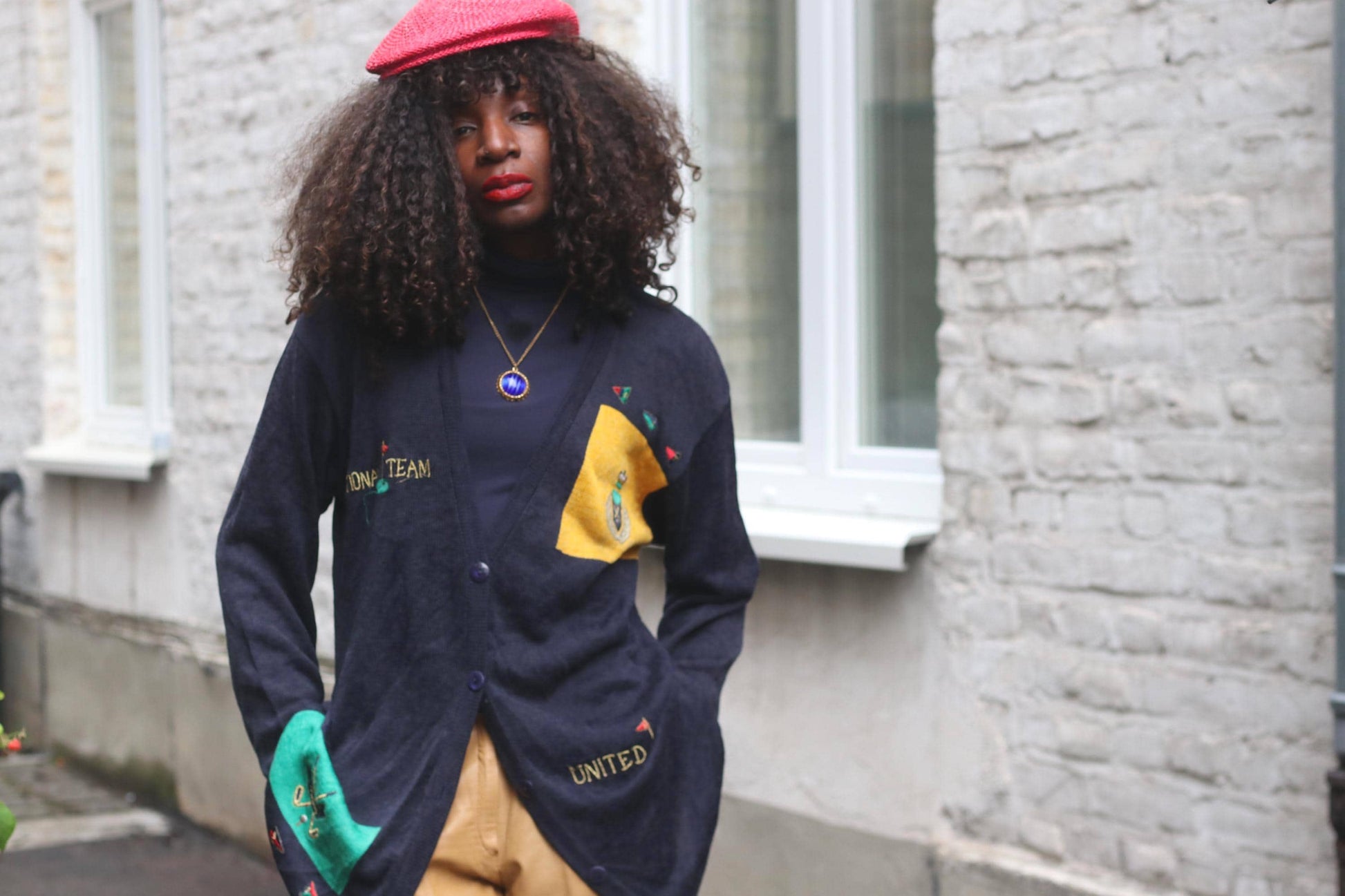 Vintage Golf Cardigan Navy Blue | Oversized Preppy Embroidered Varsity Knit Sweater