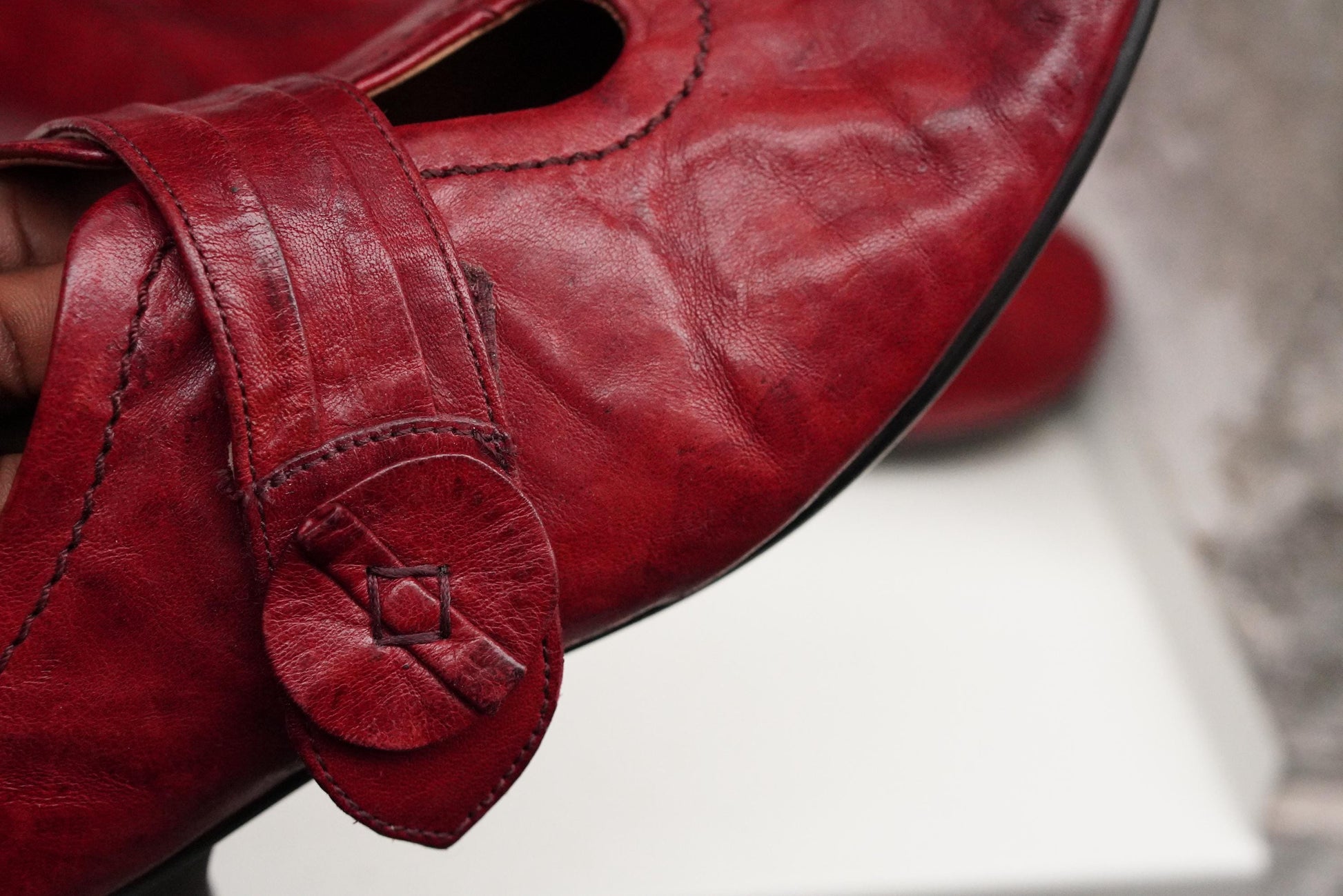 Vintage Gabor Red Leather Mary Janes| 80s Low Heel Comfy Shoes UK 5.5 EU 38.5