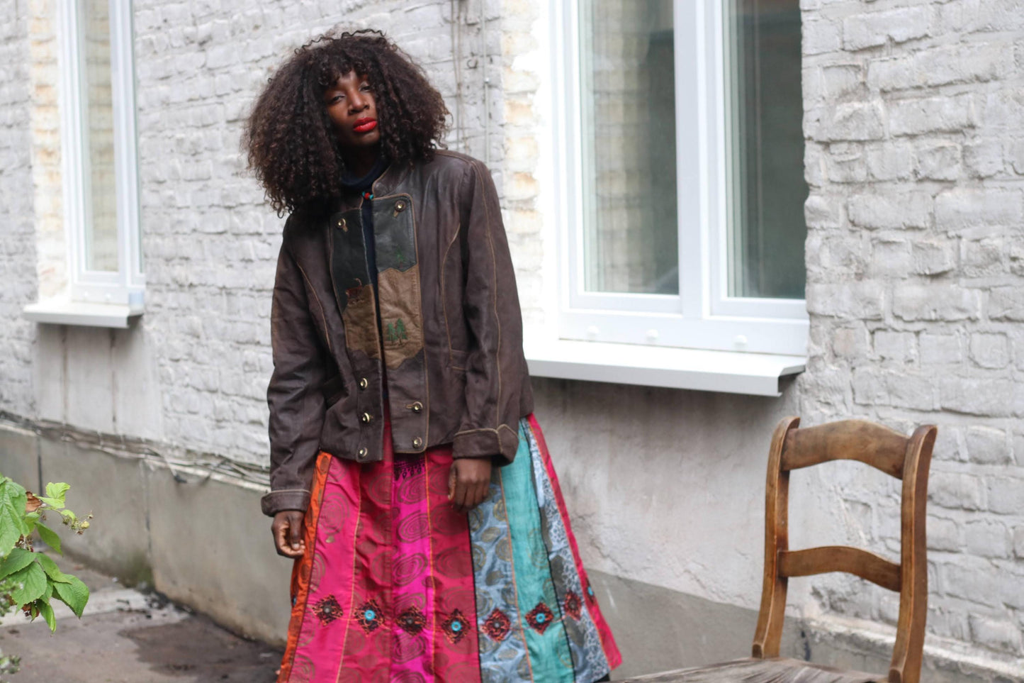 Vintage Silk Paneled Midi Skirt| 90s Boho Handcrafted Colorful Patchwork Skirt