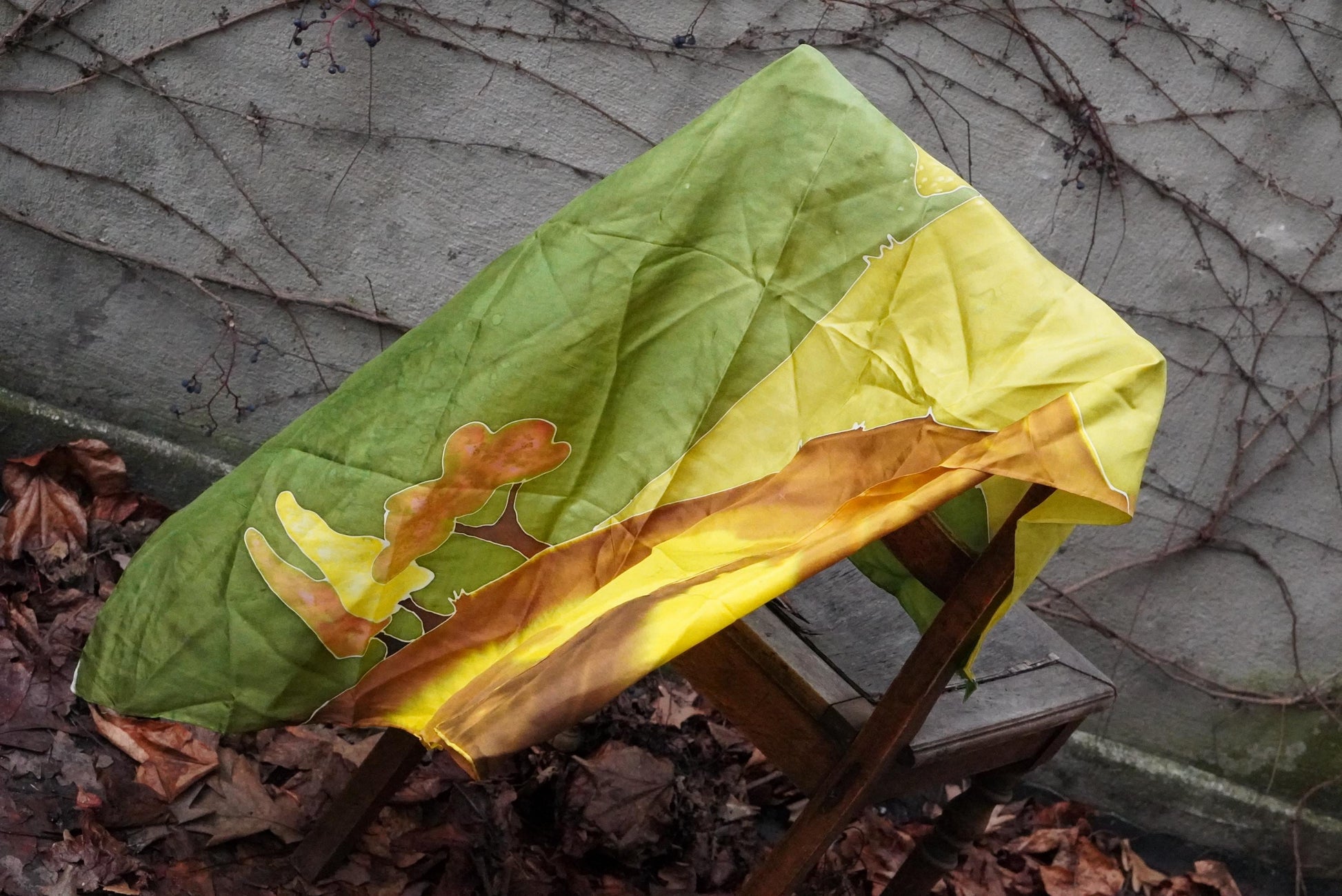 Vintage Silk Scarf Celestial Moon Sun Stars Print 100% Pure Silk Yellow Red