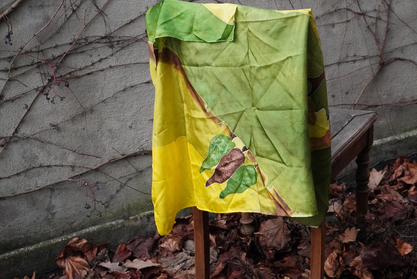 Vintage Silk Scarf Celestial Moon Sun Stars Print 100% Pure Silk Yellow Red