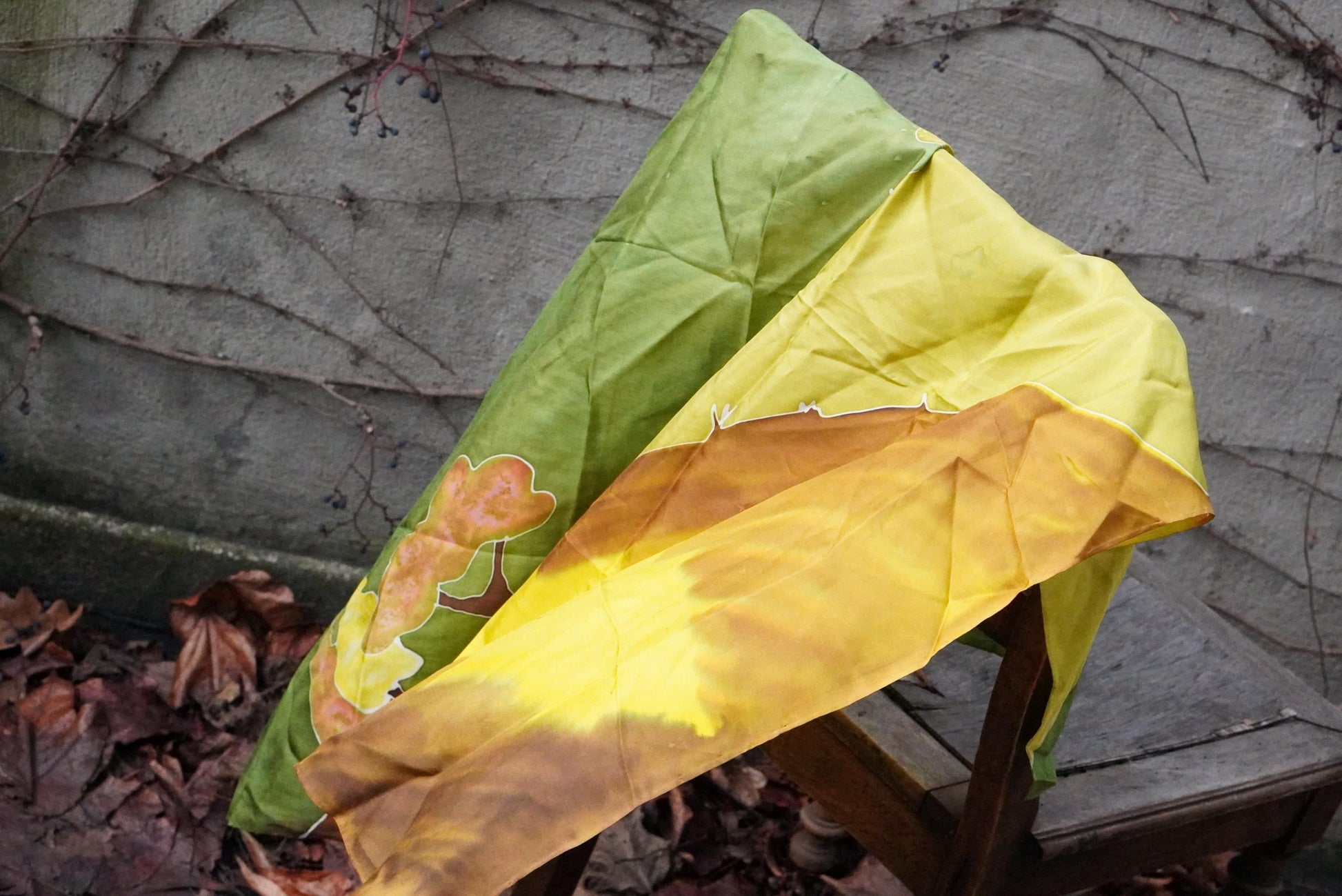 Vintage Silk Scarf Celestial Moon Sun Stars Print 100% Pure Silk Yellow Red