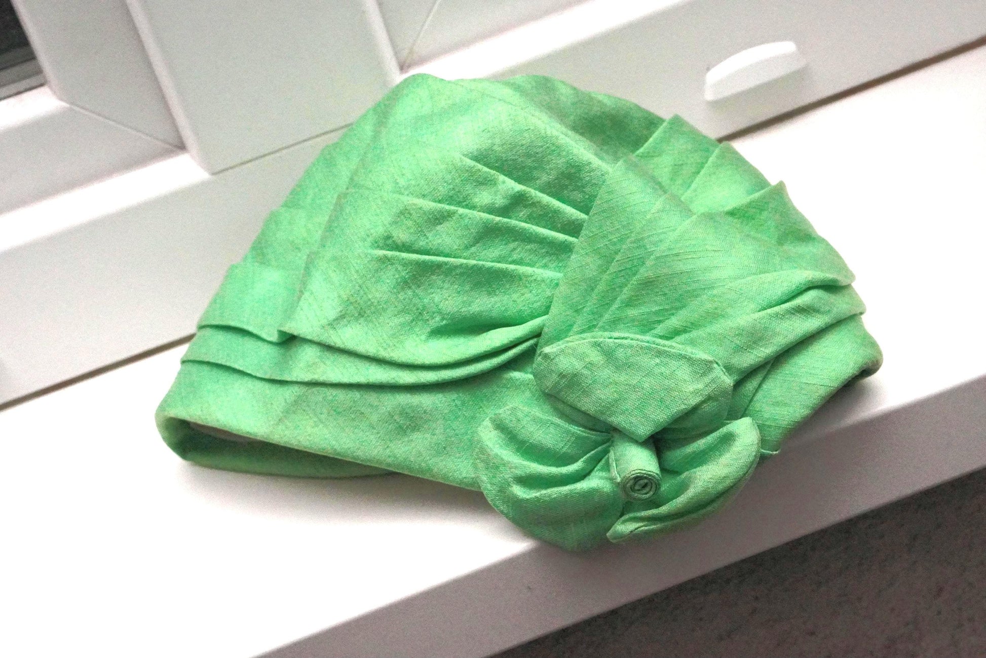 Vintage Green Turban Hat 1950s | Draped Headpiece Retro Statement