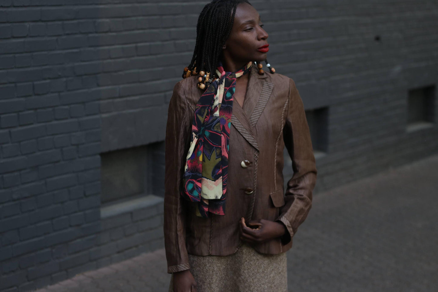 Vintage BiBA linen blend Brown Blazer