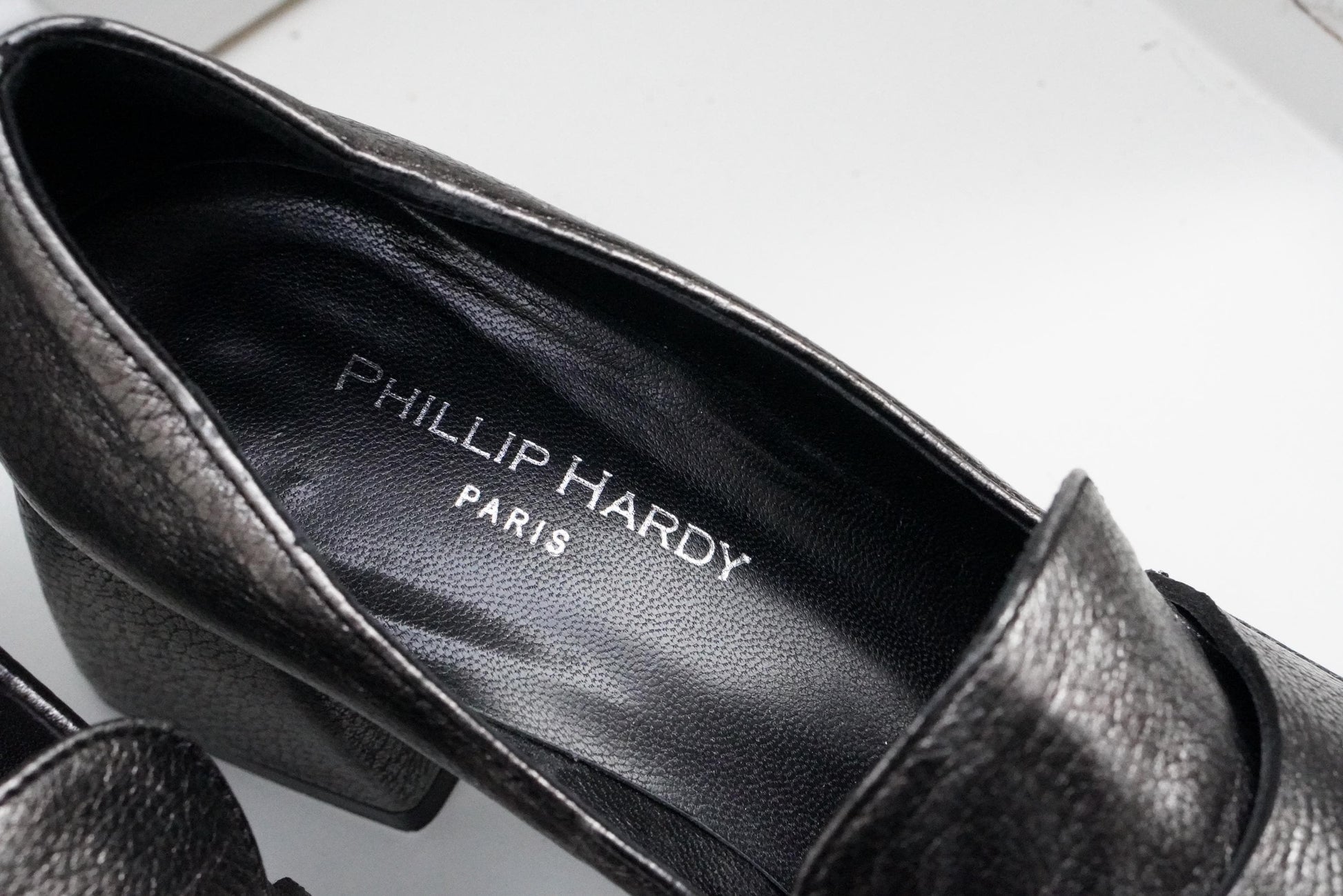 Vintage Phillip Hardy Paris Metallic Leather Loafers| Women's Fringe Block Heel Pumps EU 37