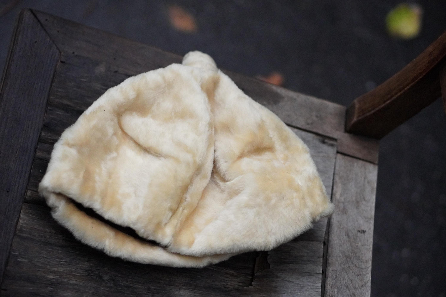 Vintage Faux Fur Pillbox Hat Cream Beige Winter 1950s 1960s Style