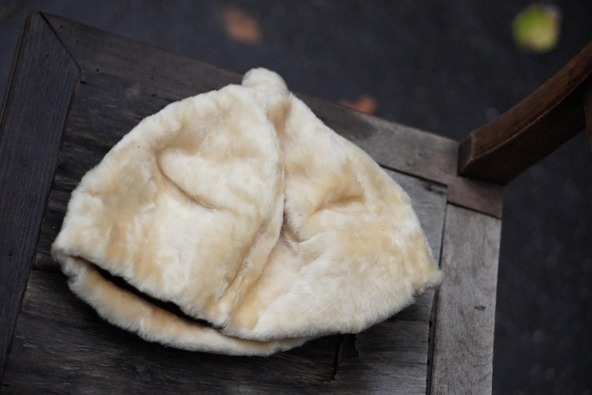 Vintage Faux Fur Pillbox Hat Cream Beige Winter 1950s 1960s Style