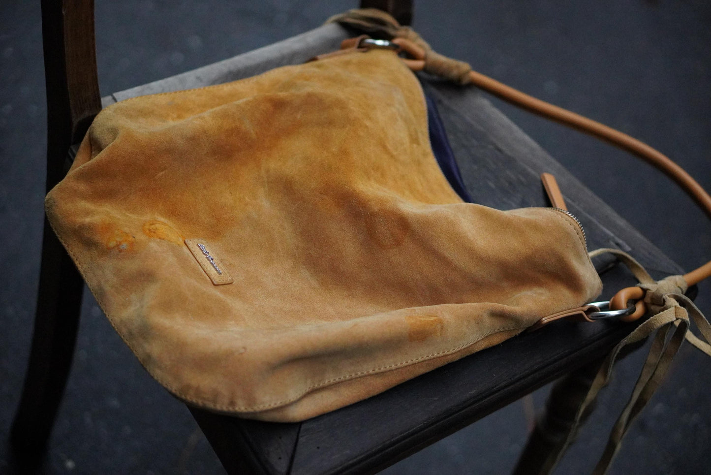 5th Avenue Suede Hobo Bag| Vintage Camel Tan Leather Strap Fringed Bohemian Purse