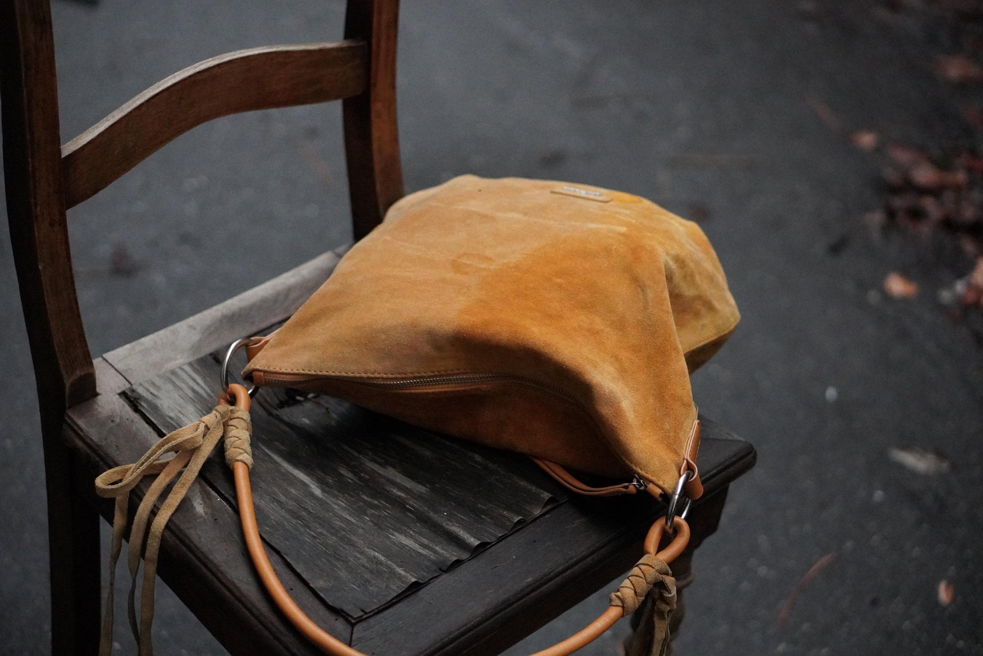 5th Avenue Suede Hobo Bag| Vintage Camel Tan Leather Strap Fringed Bohemian Purse