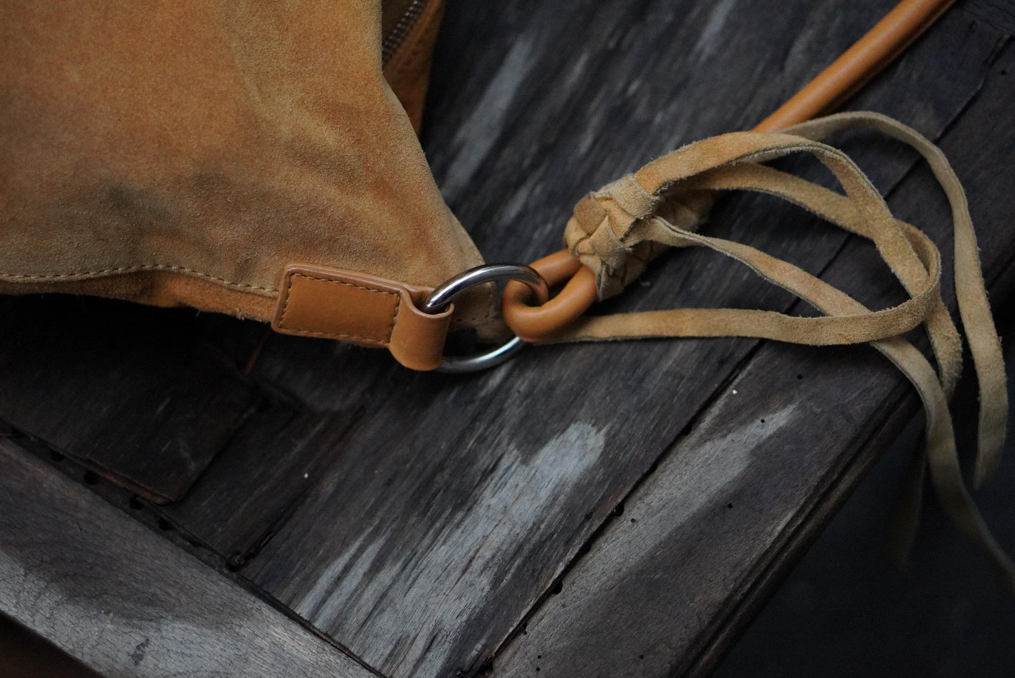 5th Avenue Suede Hobo Bag| Vintage Camel Tan Leather Strap Fringed Bohemian Purse