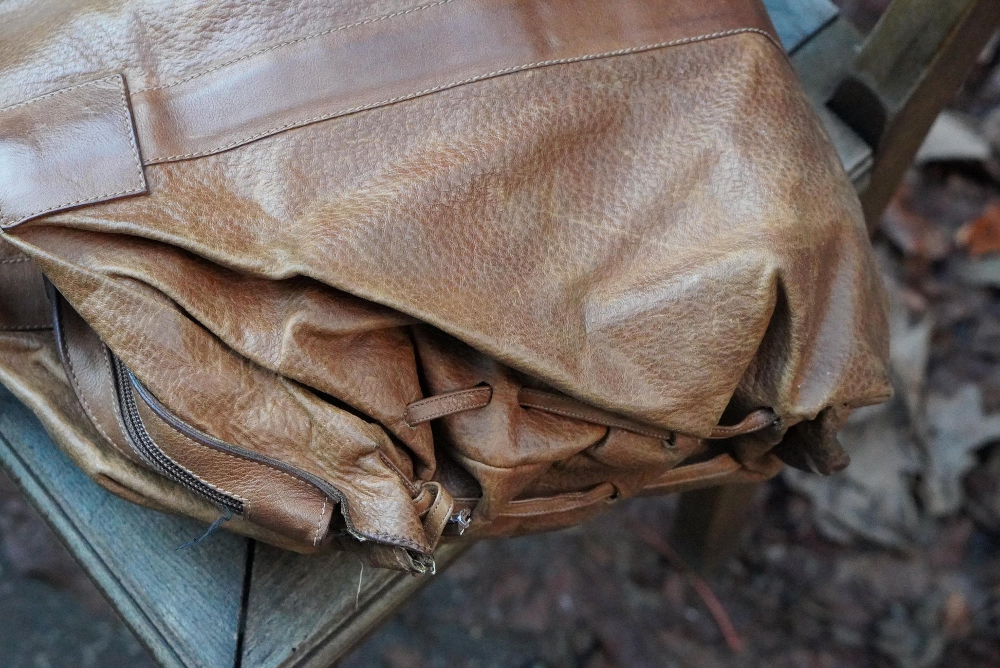 Vintage Brown Leather Tote Bag| Soft Leather Weekender with Woven Braid Side Detail