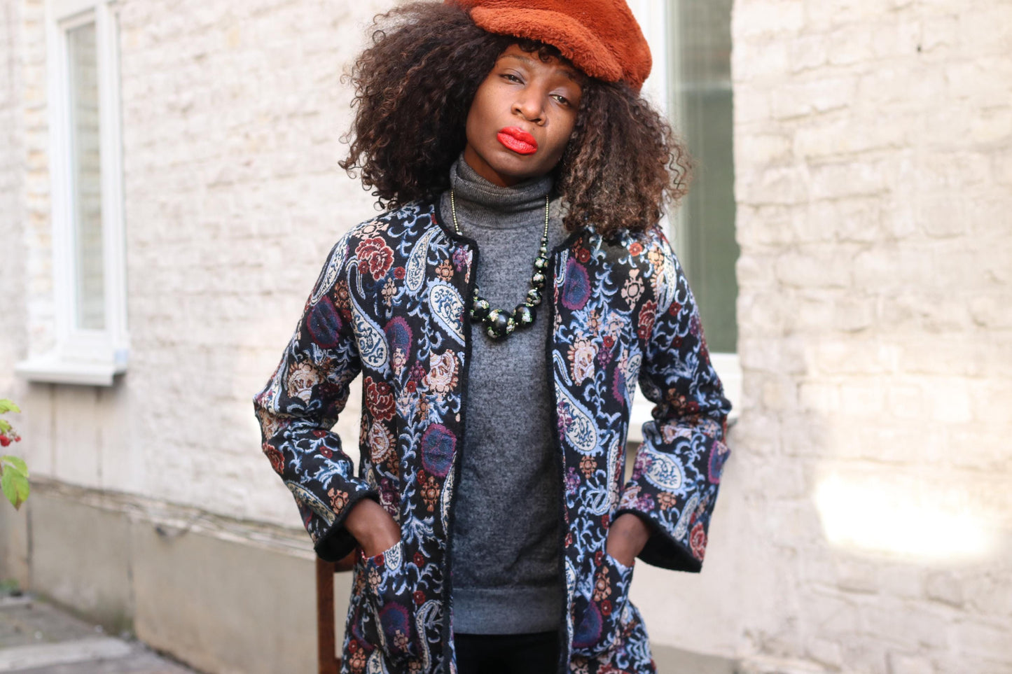 Vintage Paisley Floral Print Duster| Cotton Boho Coat| 80s Longline Lightweight Jacket