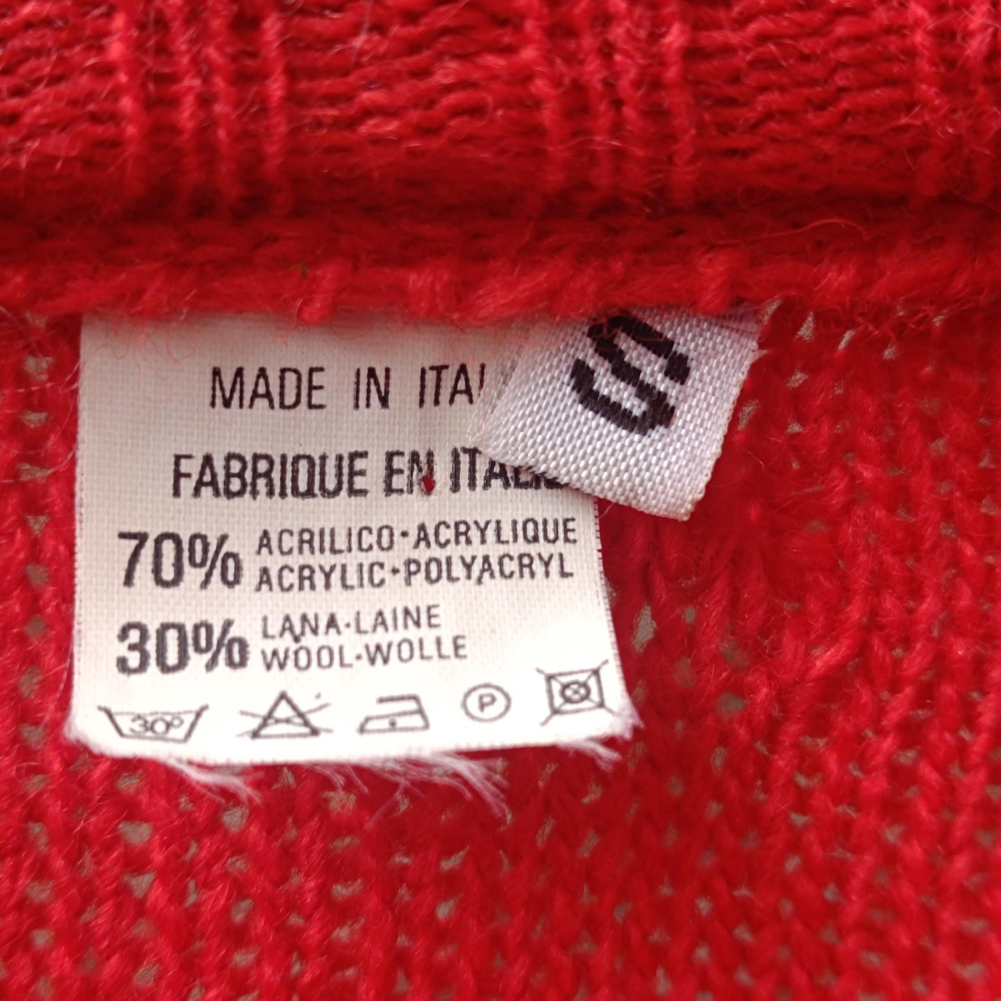 Vintage Red Knit Sweater | 90s Floral Border Oversized Retro Pullover| Boho Flower Pattern Jumper