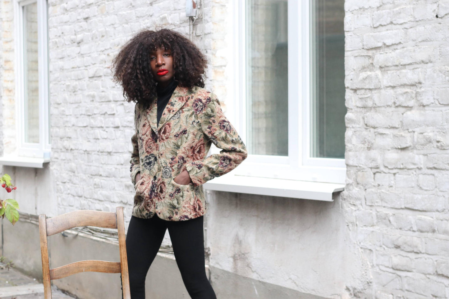 Vintage BiBA Floral Blazer Jacket | Textured Tapestry Style | Tailored Fit