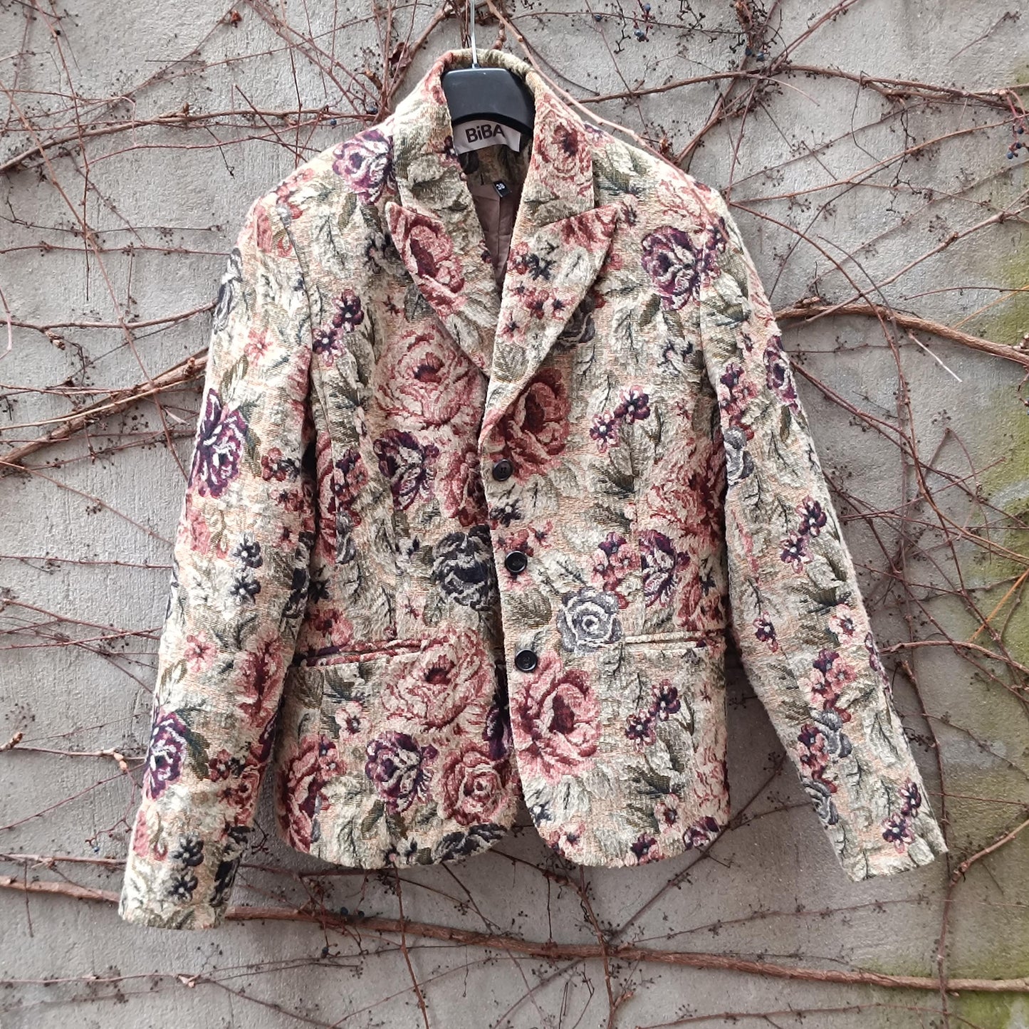Vintage BiBA Floral Blazer Jacket | Textured Tapestry Style | Tailored Fit