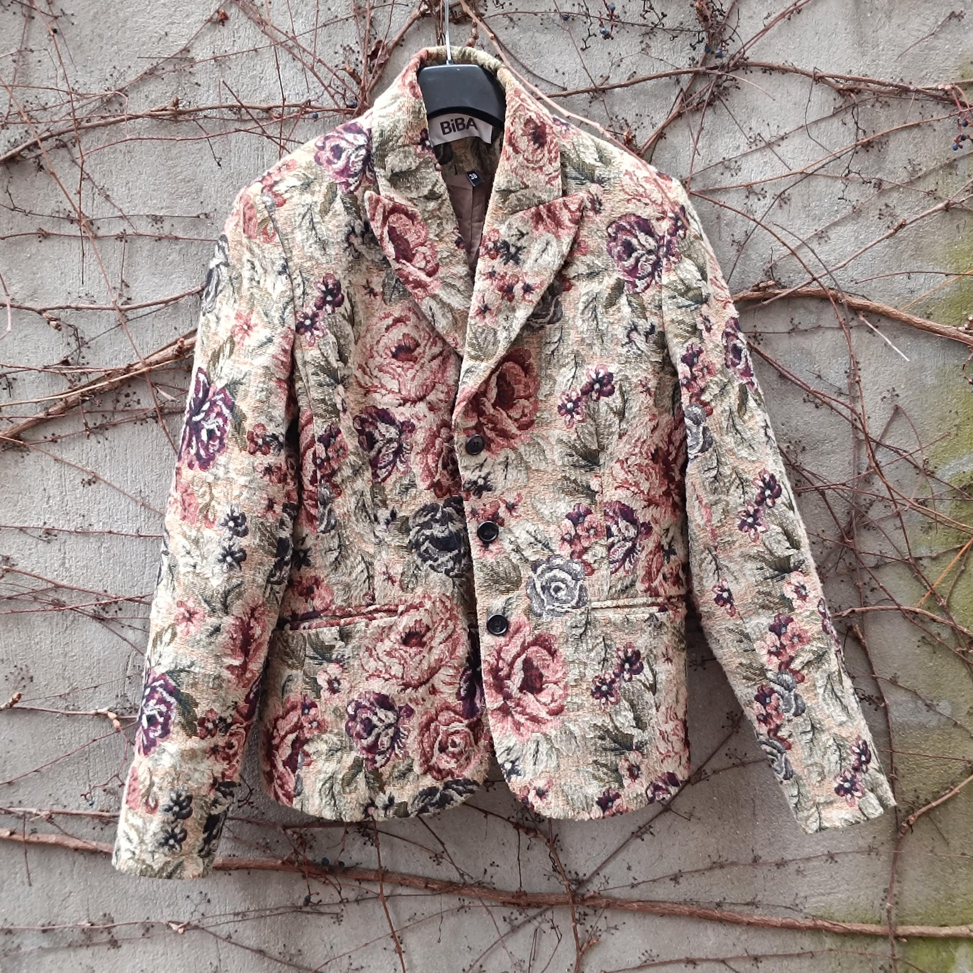 Vintage BiBA Floral Blazer Jacket | Textured Tapestry Style | Tailored Fit