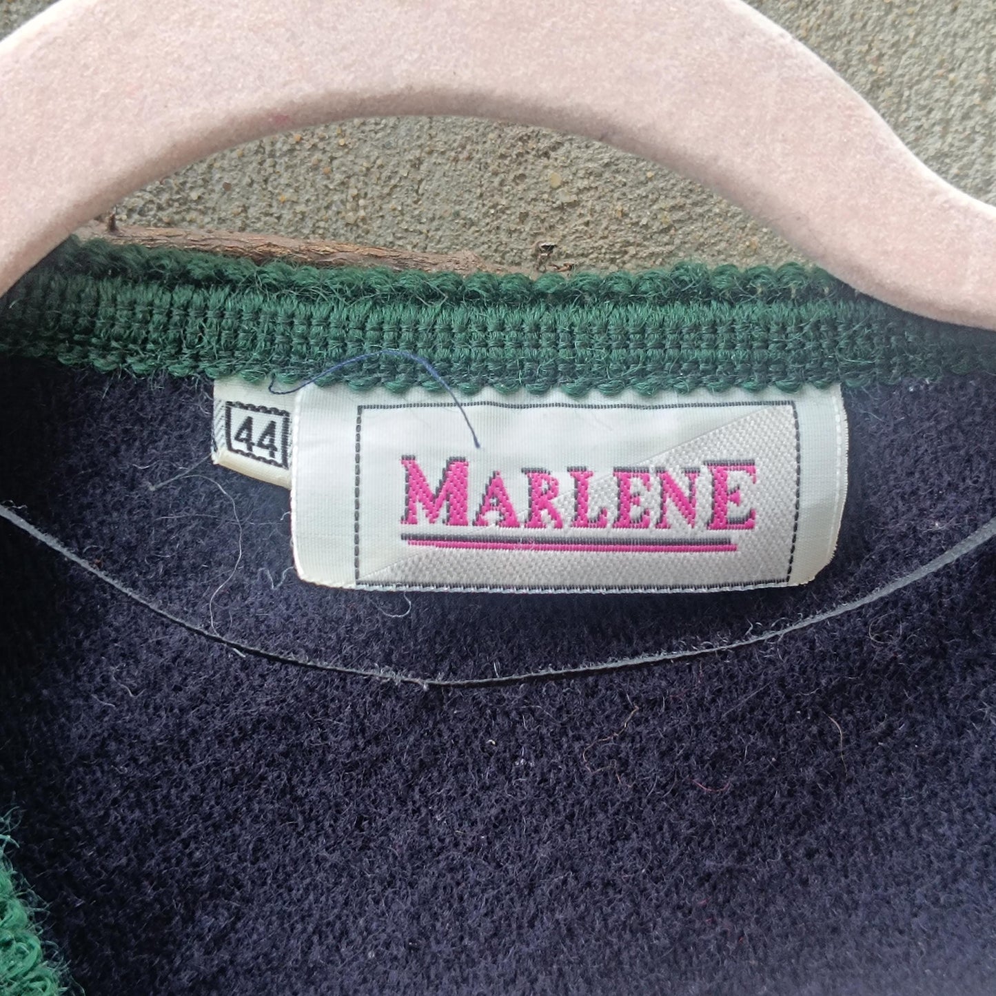 Vintage Boiled Wool Trachten Jacket Marlene Navy Blue Austrian Tyrolean Cardigan