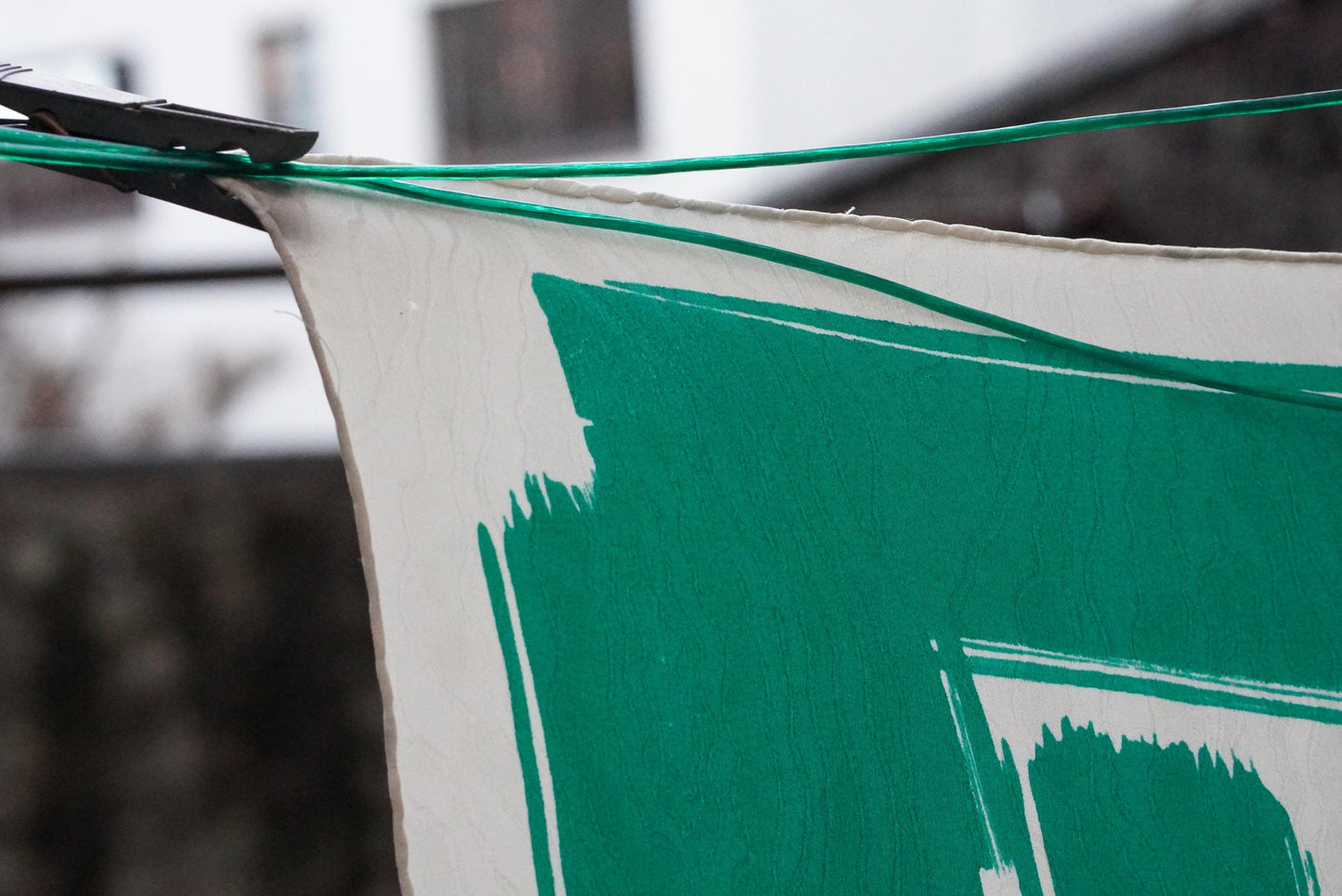 Torrente Paris Vintage Scarf Abstract Teal Magenta Painterly Print French Wrap