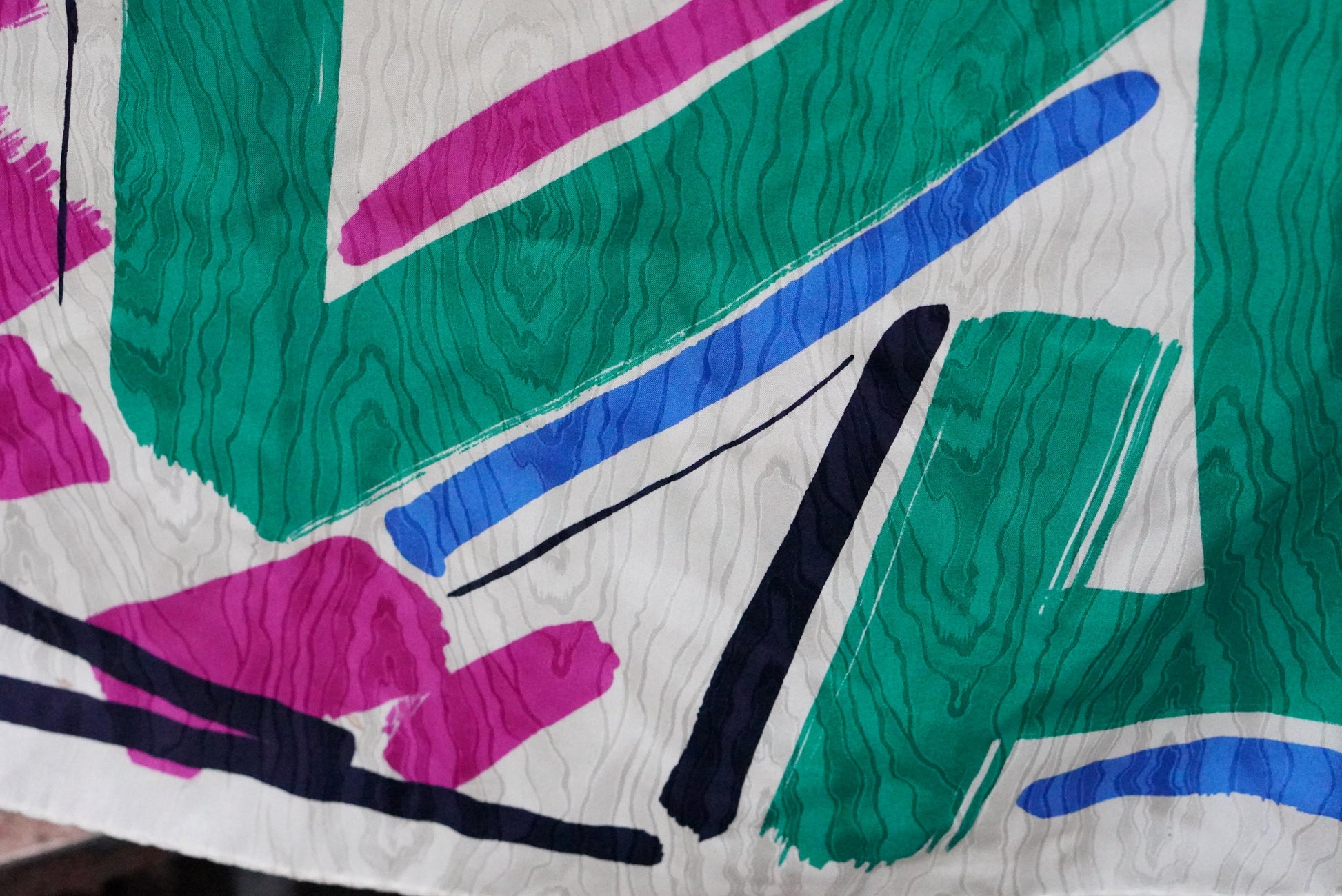 Torrente Paris Vintage Scarf Abstract Teal Magenta Painterly Print French Wrap