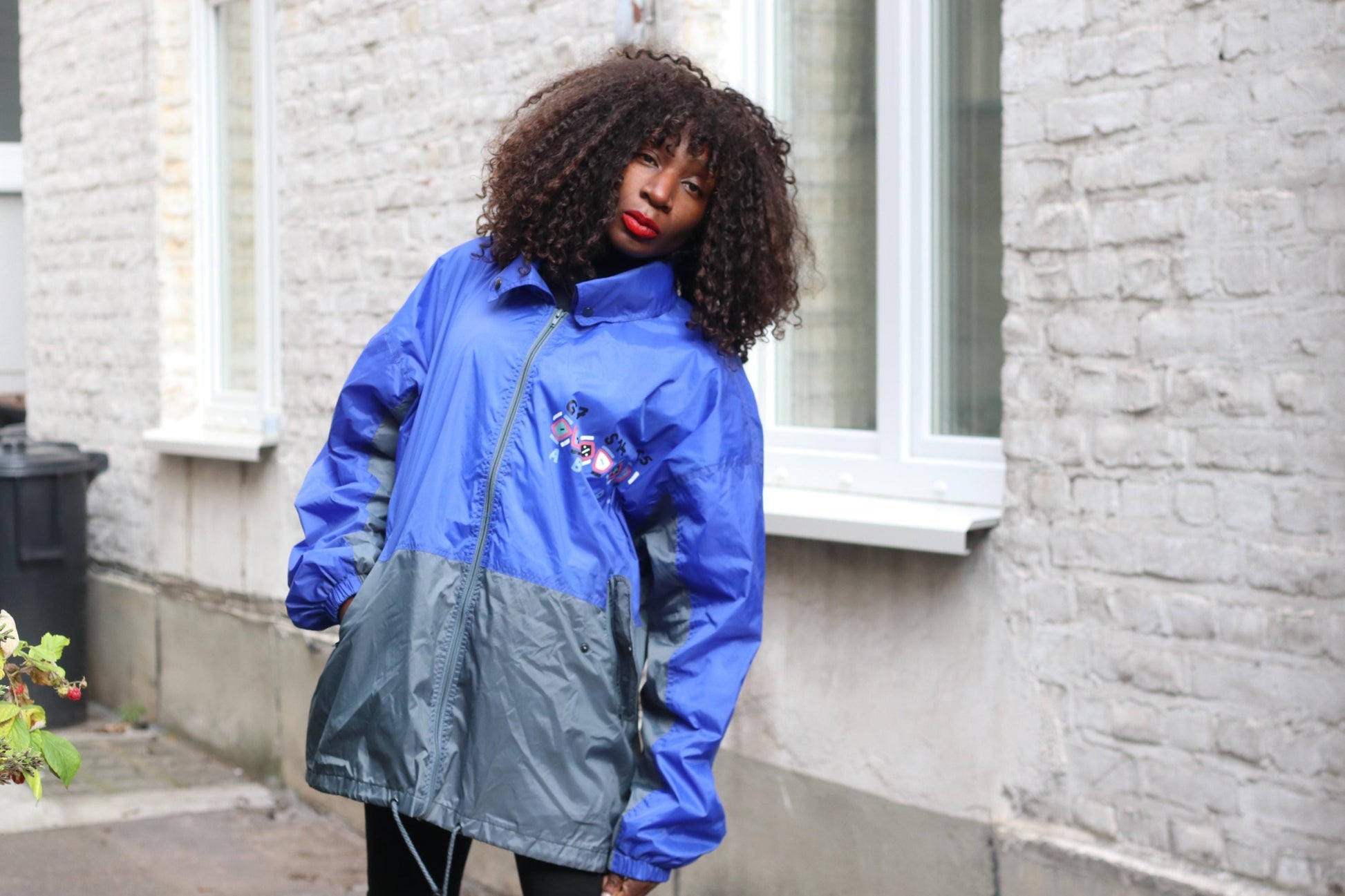 Marcel Clair Vintage 90s Windbreaker Jacket| Blue Grey Oversized L Retro Streetwear