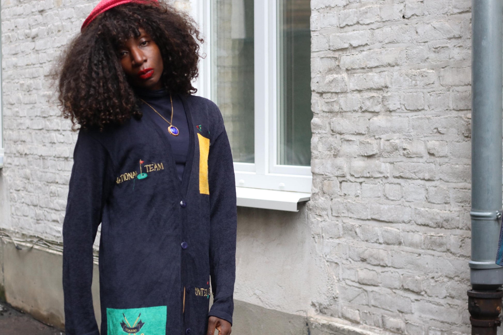 Vintage Golf Cardigan Navy Blue | Oversized Preppy Embroidered Varsity Knit Sweater