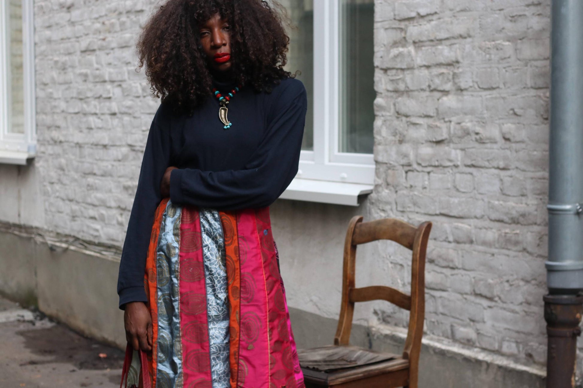 Vintage Silk Paneled Midi Skirt| 90s Boho Handcrafted Colorful Patchwork Skirt