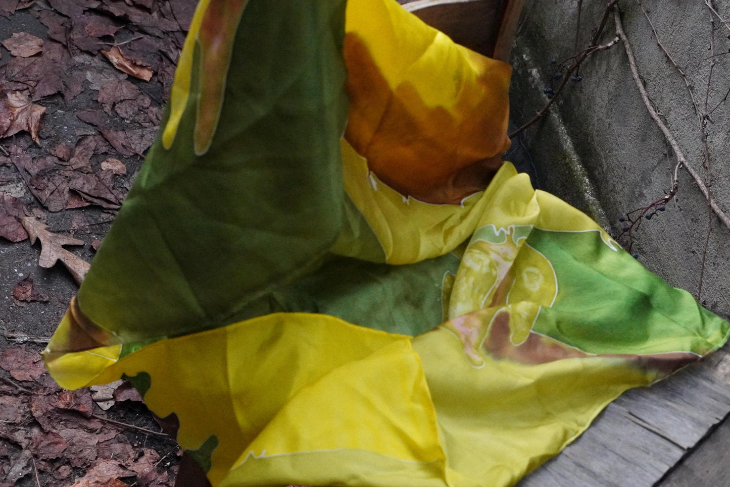 Vintage Silk Scarf Celestial Moon Sun Stars Print 100% Pure Silk Yellow Red