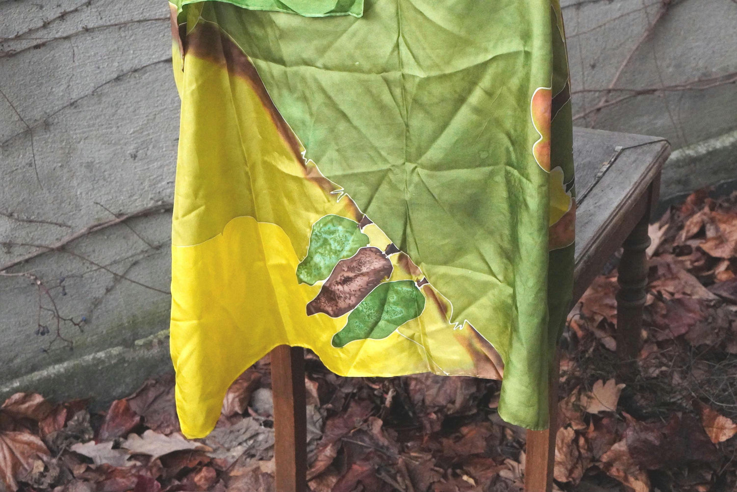 Vintage Silk Scarf Celestial Moon Sun Stars Print 100% Pure Silk Yellow Red