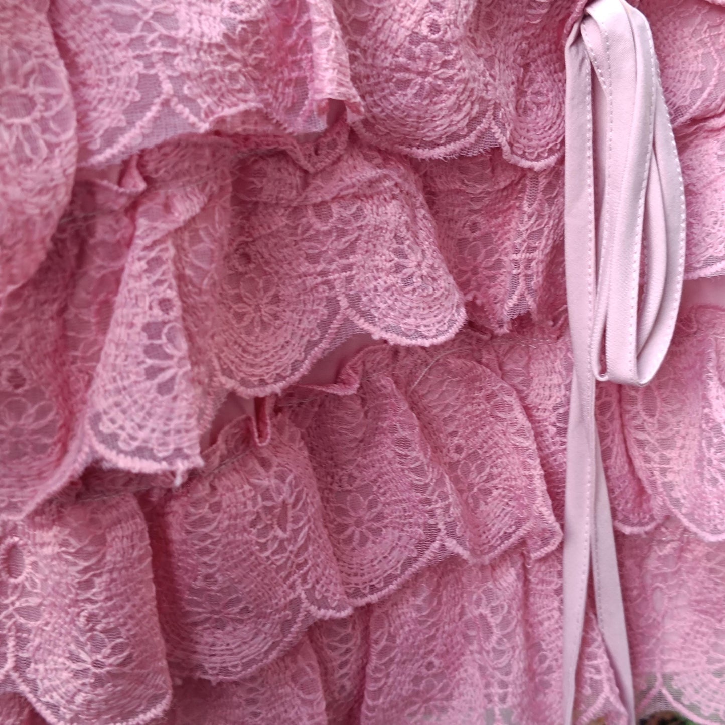 Vintage Pink Lace Ruffle Top| Coquette Layering Cami Pastel Romantic S