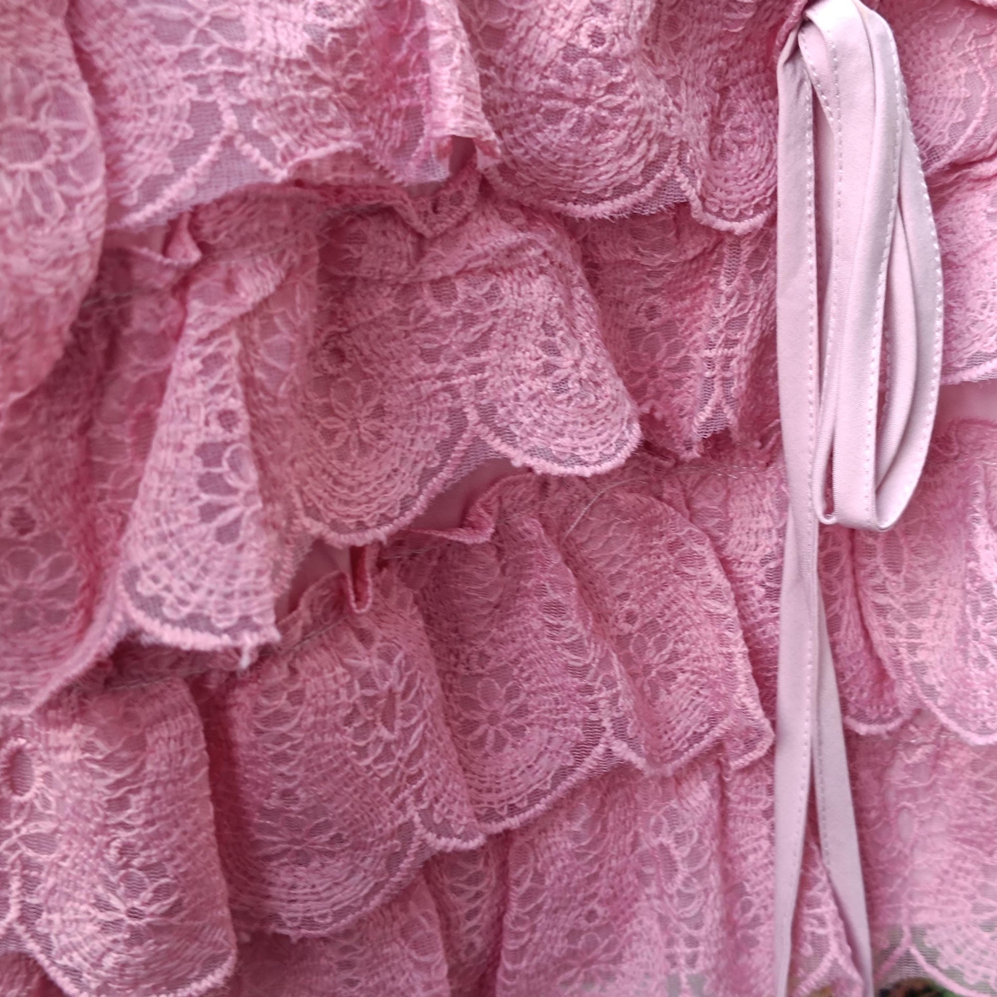 Vintage Pink Lace Ruffle Top| Coquette Layering Cami Pastel Romantic S