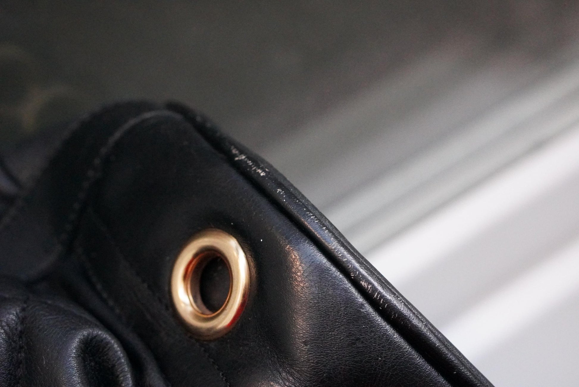 Vintage Quilted Black Leather Bucket Bag Made in Italy Gold Grommet Drawstring
