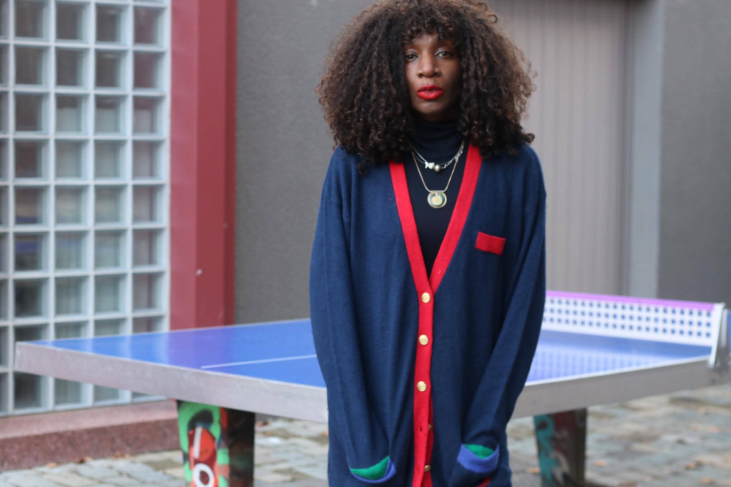 Vintage Peter Hahn Cardigan| 80s Lambswool Angora Navy Blue Oversized Sweater