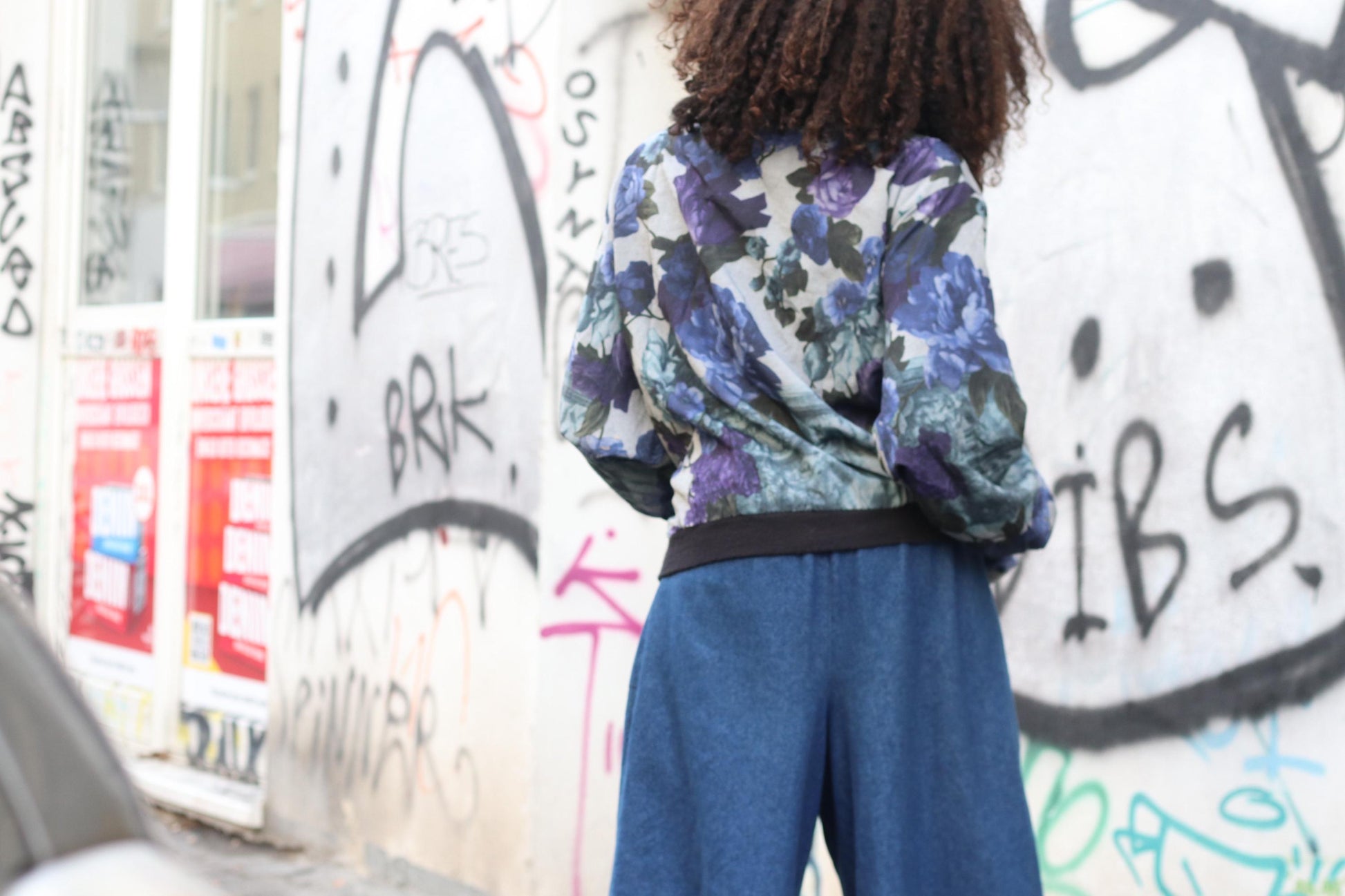Y2K Floral Print Bomber Jacket| Size S