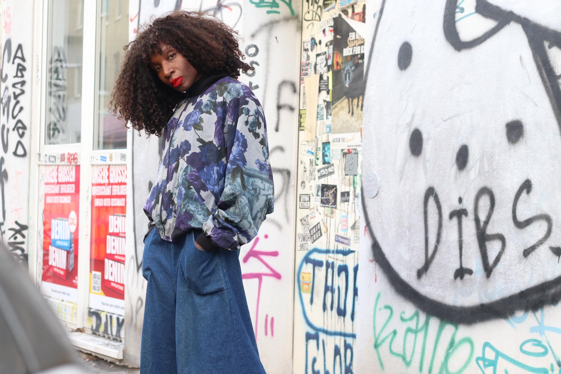 Y2K Floral Print Bomber Jacket| Size S