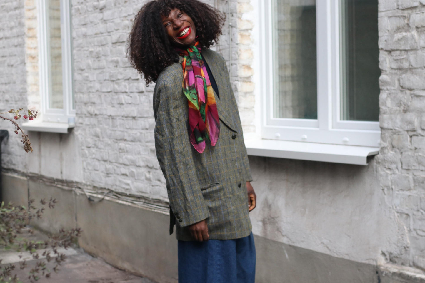 Vintage Wool Alpaca Check Blazer | Oversized 90s Plaid Jacket
