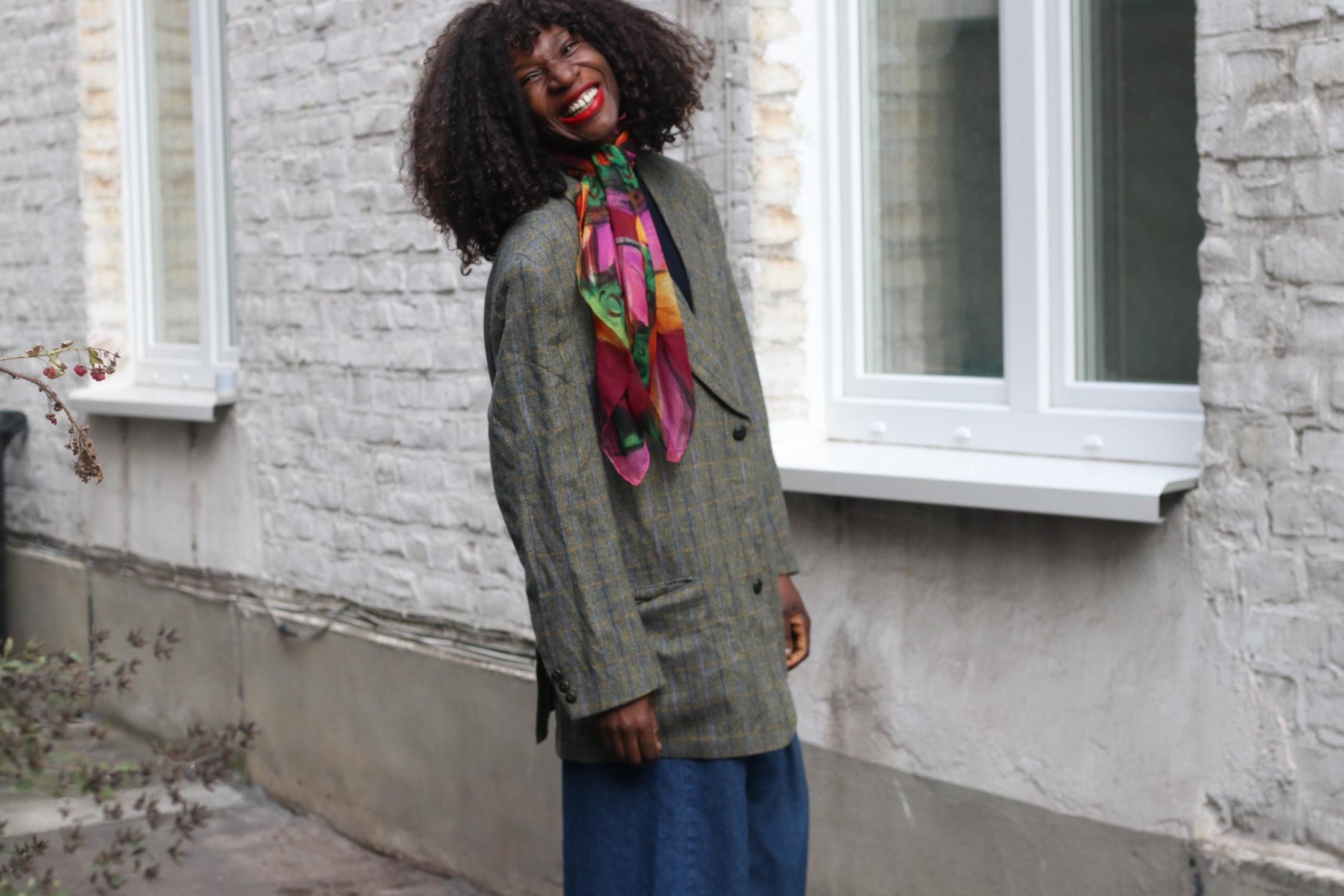 Vintage Wool Alpaca Check Blazer | Oversized 90s Plaid Jacket