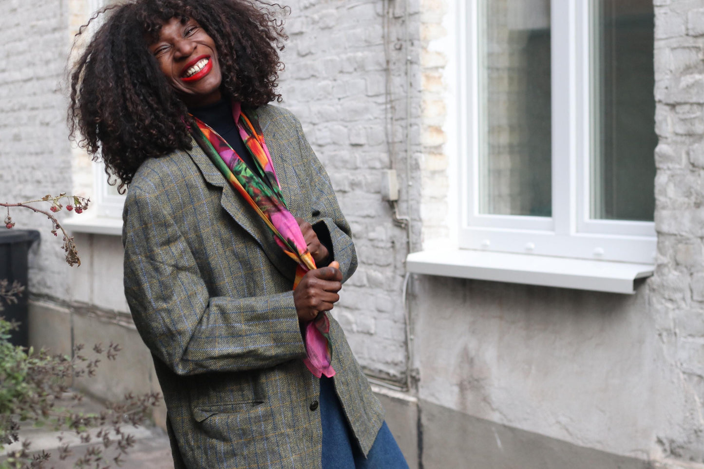 Vintage Wool Alpaca Check Blazer | Oversized 90s Plaid Jacket