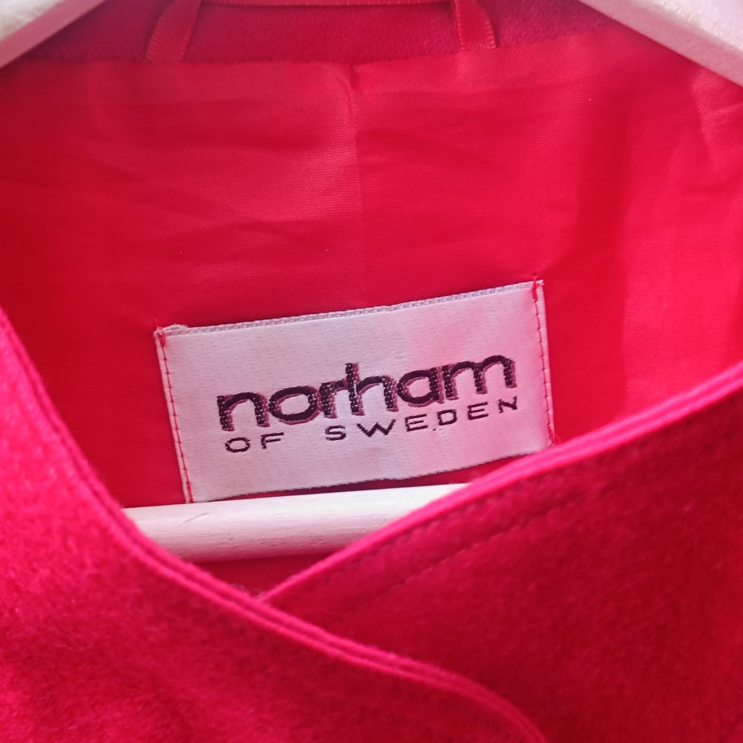 Vintage Red Wool Coat Norham of Sweden|Oversized Longline Minimalist Winter Wrap