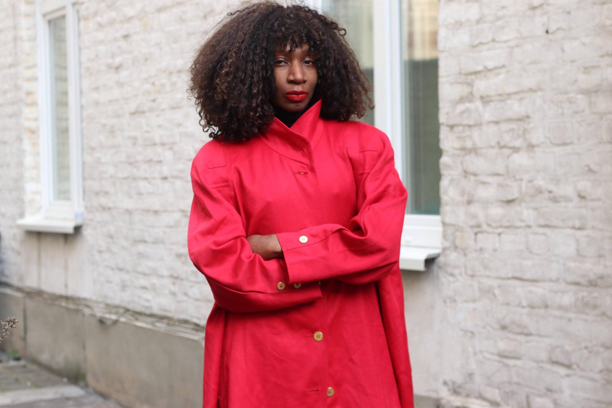 Vintage Red Wool Coat Norham of Sweden|Oversized Longline Minimalist Winter Wrap