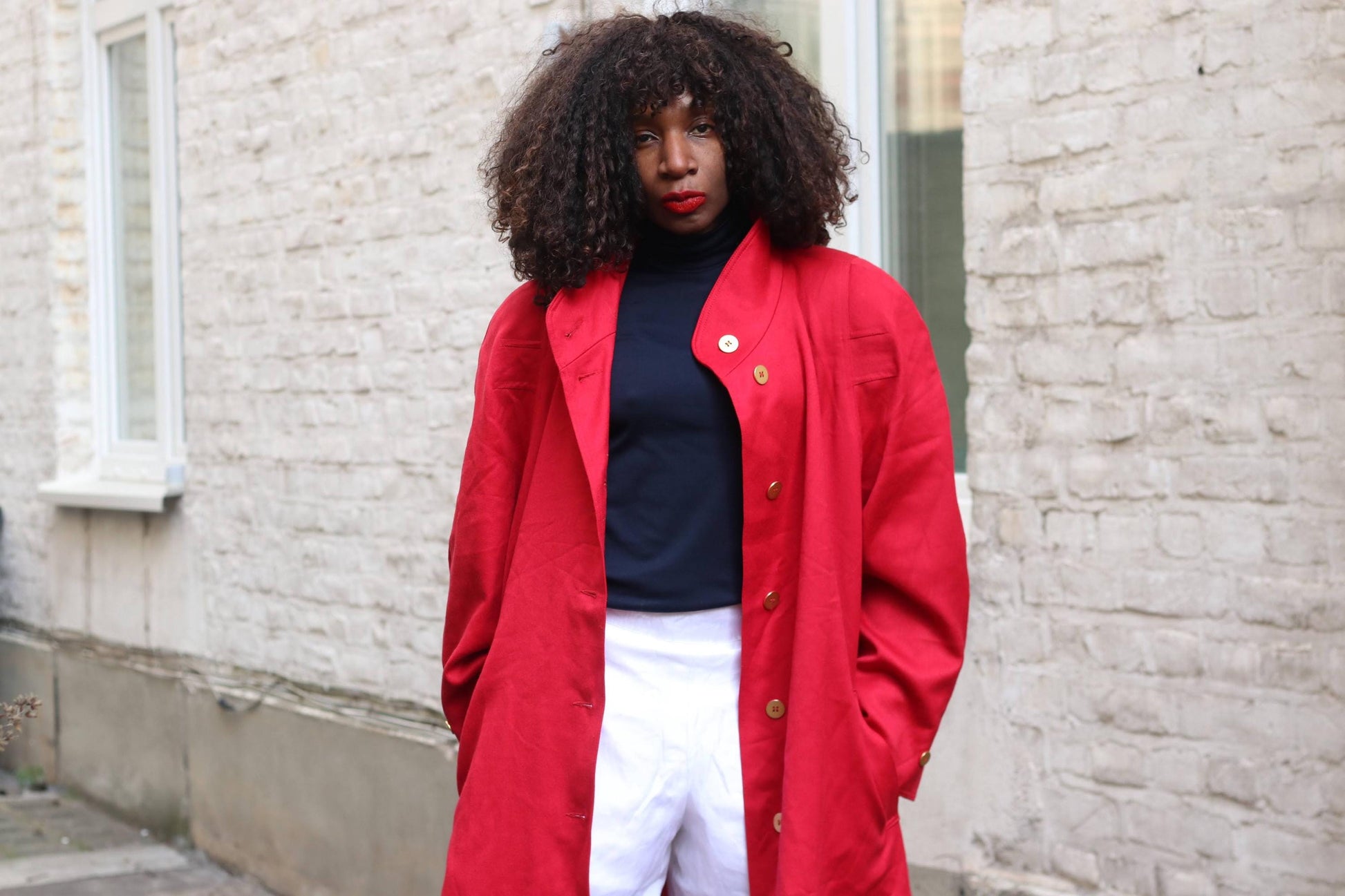 Vintage Red Wool Coat Norham of Sweden|Oversized Longline Minimalist Winter Wrap