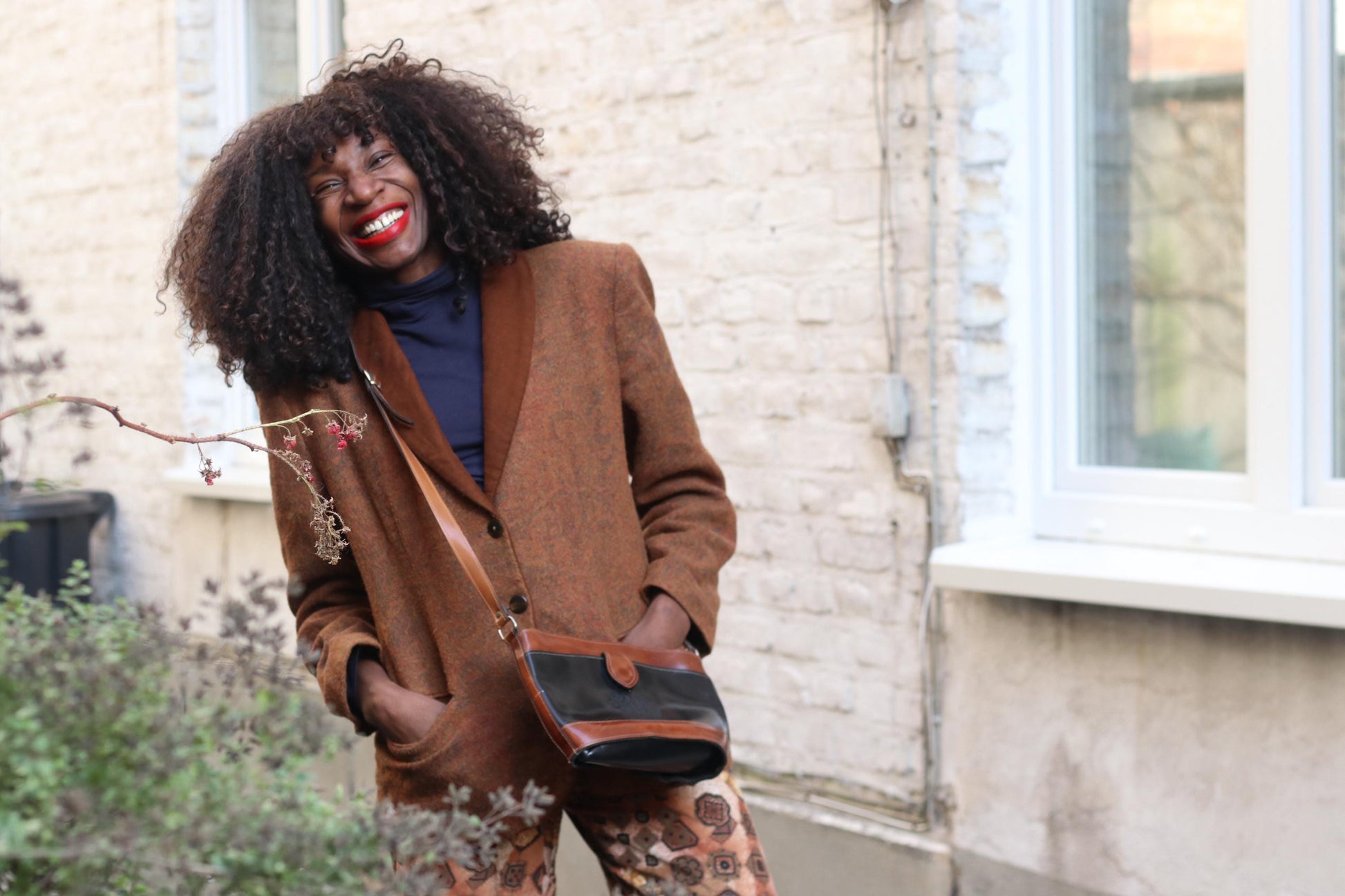 Vintage Paisley Wool Blazer| 89s Brown Collar Jacket Boho Dark Academia